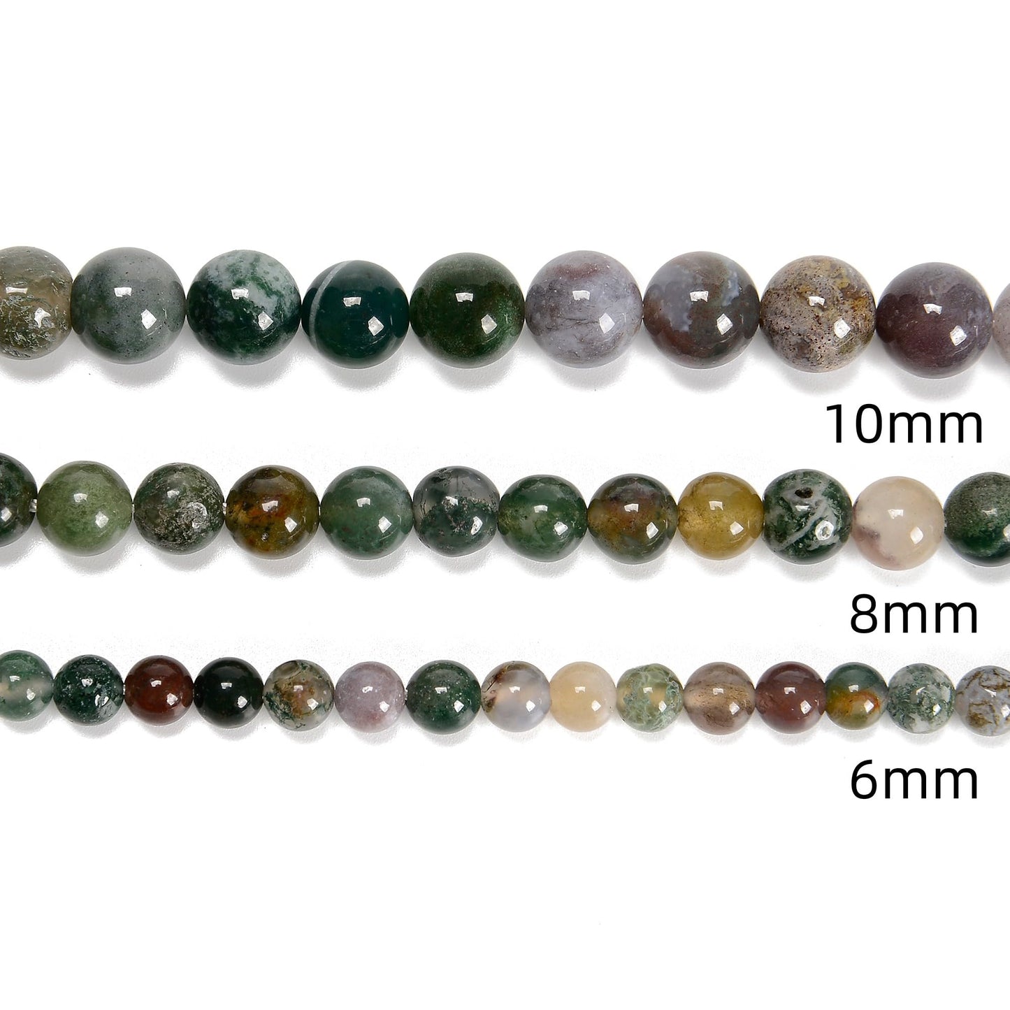 48Pcs India Agate Green 8mm Beads Natural Stone Round Gemstone Genuine Real Stone for DIY Bracelet Jewelry String Making