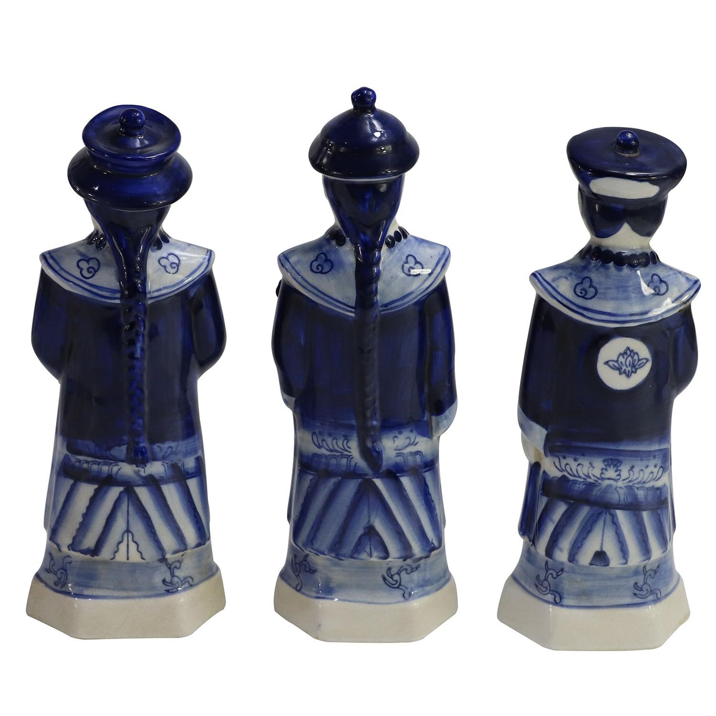 SYNWISH Hand Painted Antique Blue and White Porcelain Figurines Qing Dynasty Ceramic Chinese Emperor Statue Traditional Home Decor Table Accessory (Small - Qianlong)