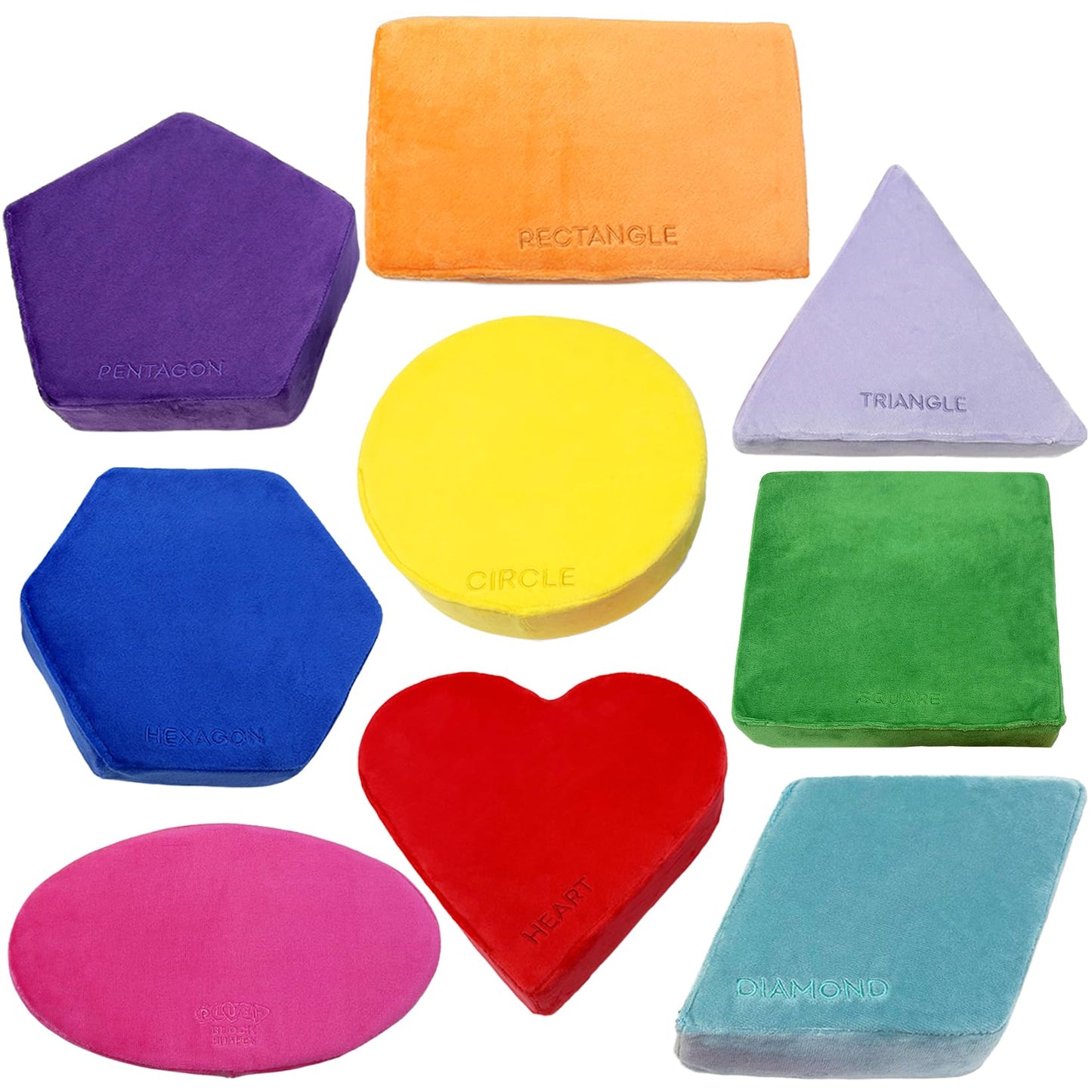 Plush Blocks - The Original Premium Plush Building Block & Shapes for Kids - Certified Safe Foam Blocks in Luxuriously Soft Fabric Covers (Classic Colors, Shapes)