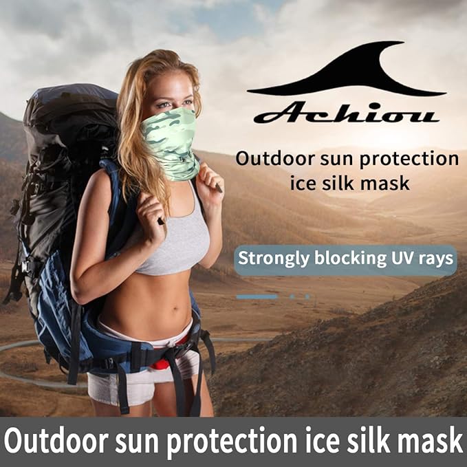 Achiou Neck Gaiter Face Cover Scarf, UV Protection Mask for Men and Women,Soft Windproof, Hiking Cycling Running