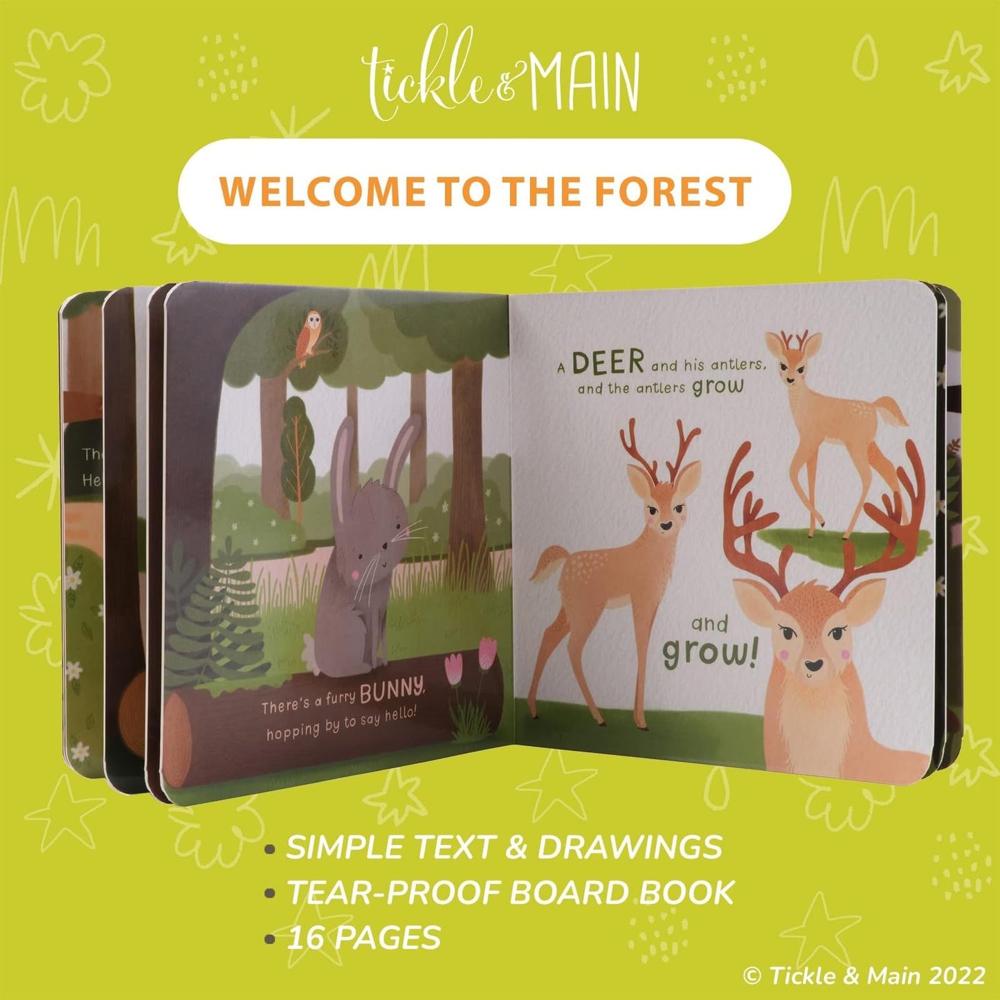 Tickle & Main Registry Gift Set - 5 Pieces, Forest Friends, 0-12 Months - Baby Socks Newborn & Hello Forest Board Book - Newborn Set, Gender Neutral