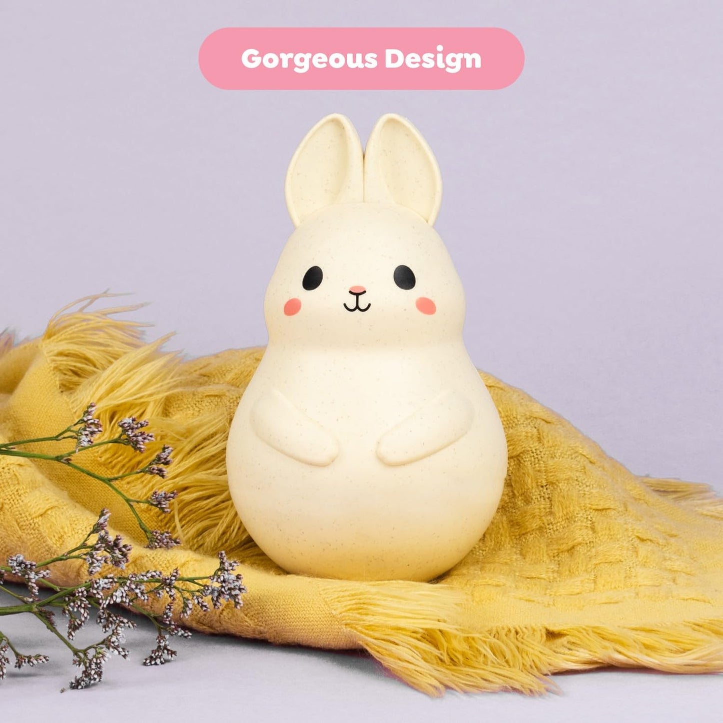 Tiger Tribe: Roly Poly - Bunny - Soft Silicone, ECO Bio-Plastic, Twinkling Sound, Soothing Sensory Toy, Infant & Baby Ages 3+ mo.