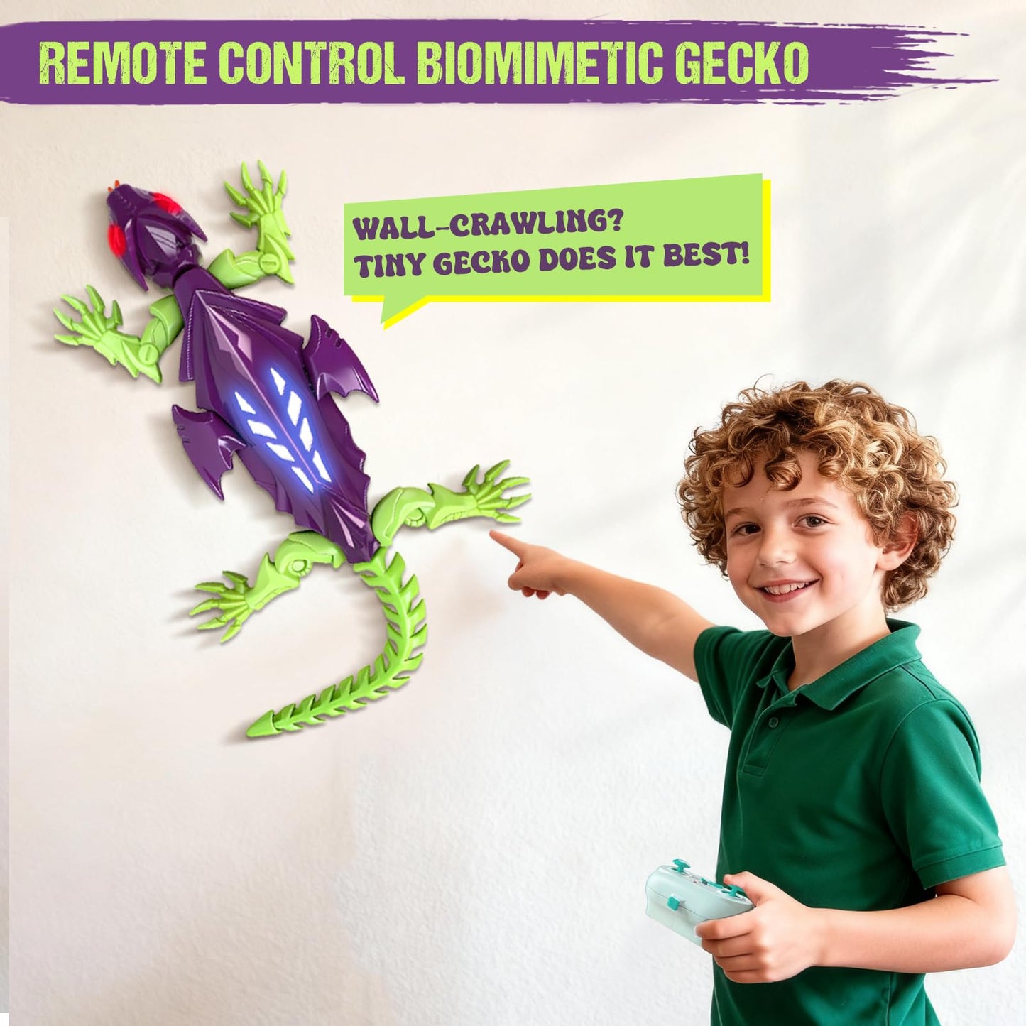 ORAANEYOYO Winged Flying Wall Climbing Gecko - Interactive RC Wall Crawler Robot Lizard,Geckos RC Toys for Boys Girls Teens Ages 3+, Halloween Birthday Gifts Easter Basket Stuffers Stocking Stuffers