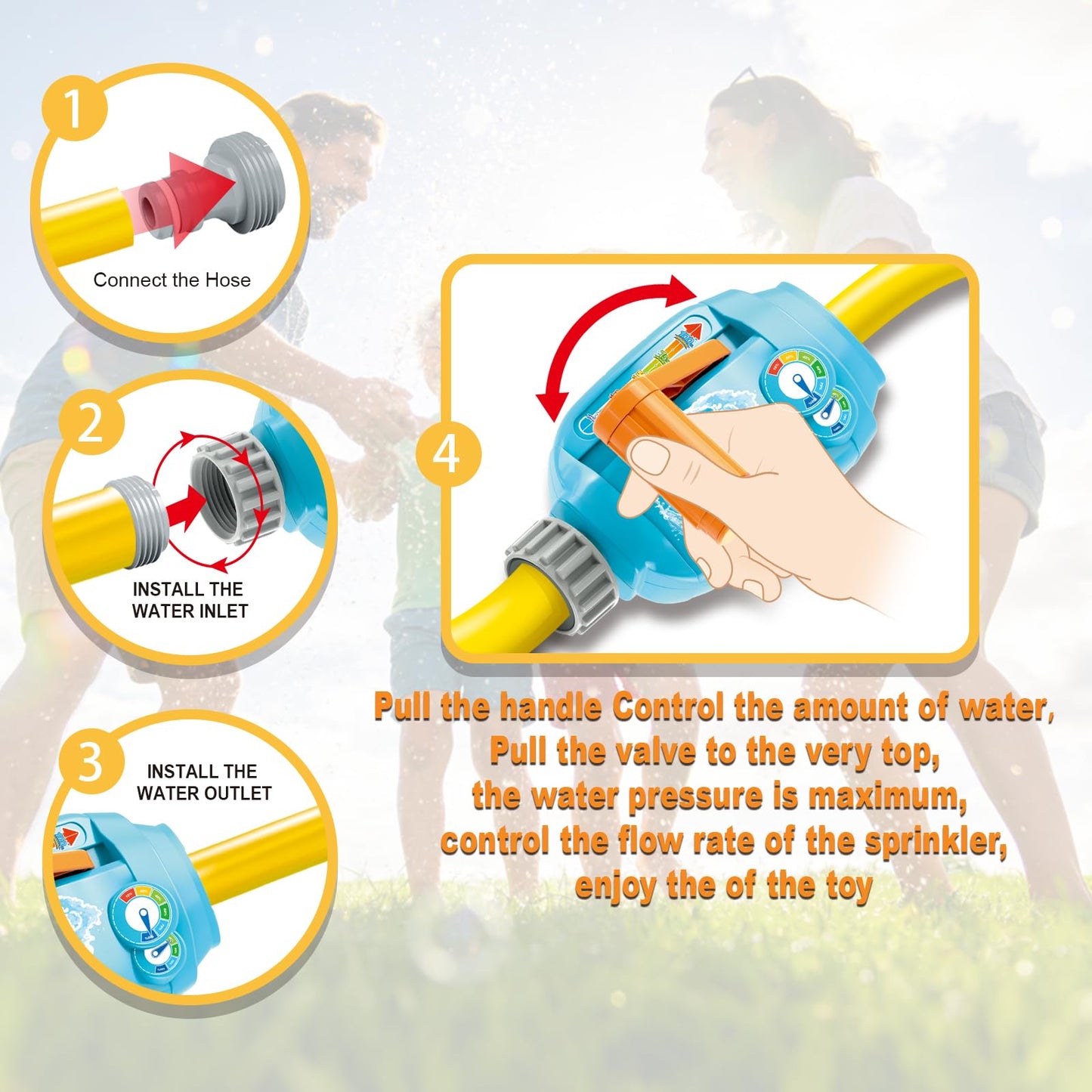 Kids Outdoor Water Baseball Sprinkler Toys for Ages 3-8 – Backyard Tball Set with Adjustable Flow Control Valve & Bat Ball – Summer Splash Water Games for Toddlers 4-7