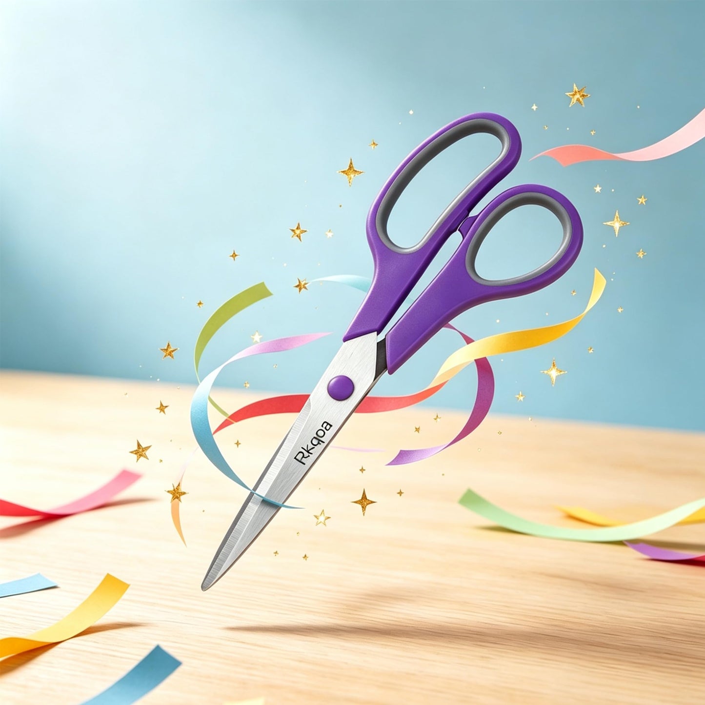 Black 6 Scissors Pack, Rkqoa 8" All Purpose Scissor - High Performance and Designed for Everyday use, Stainless Steel Shears Set with Comfort-Grip, Right/Left Handed