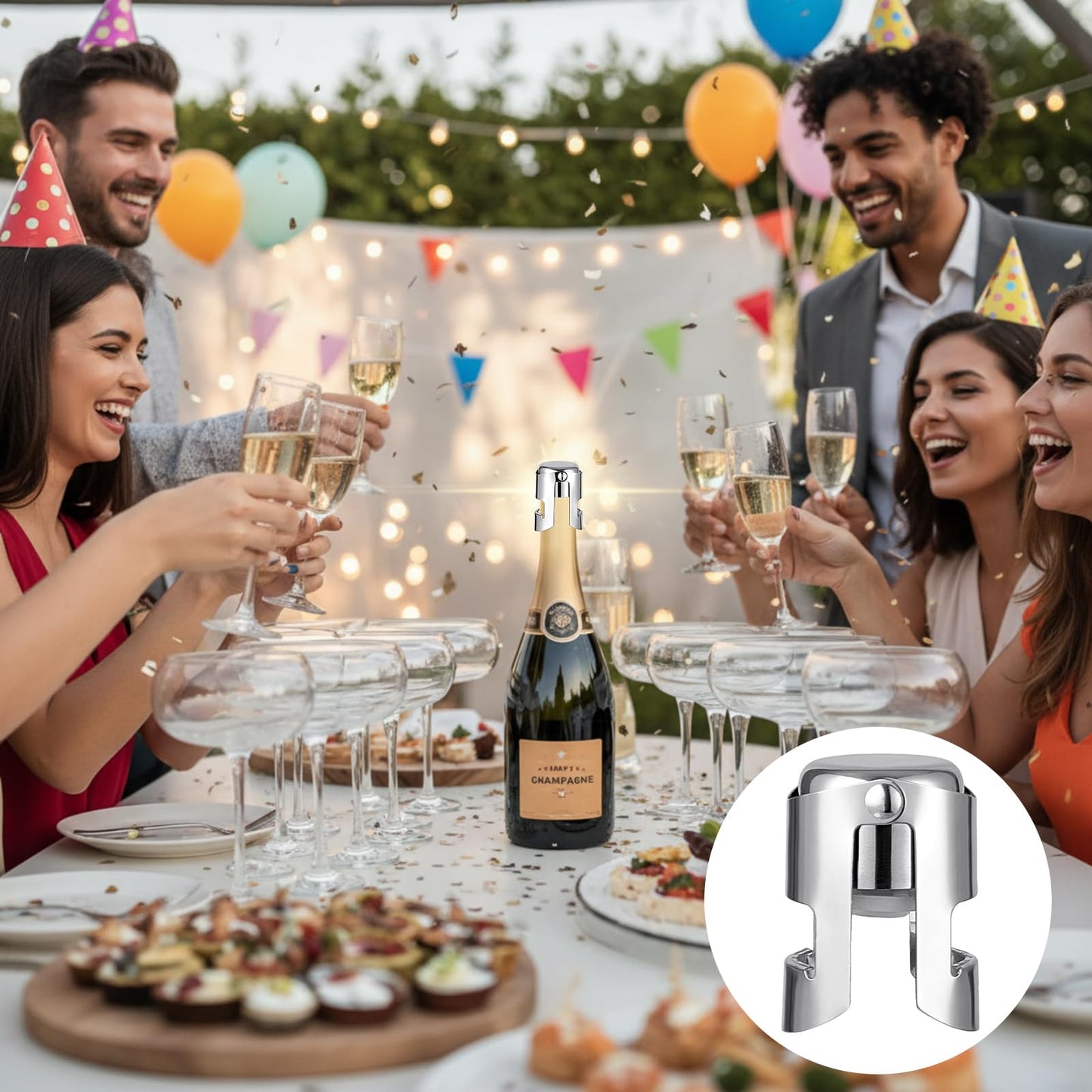 Tessco for you 12 Pcs Stainless Steel Champagne Stopper Bulk Reusable Bottle Sealer Wine Corker Champagne Cork Stopper Saver Plug for Prosecco Sparkling (Silver)