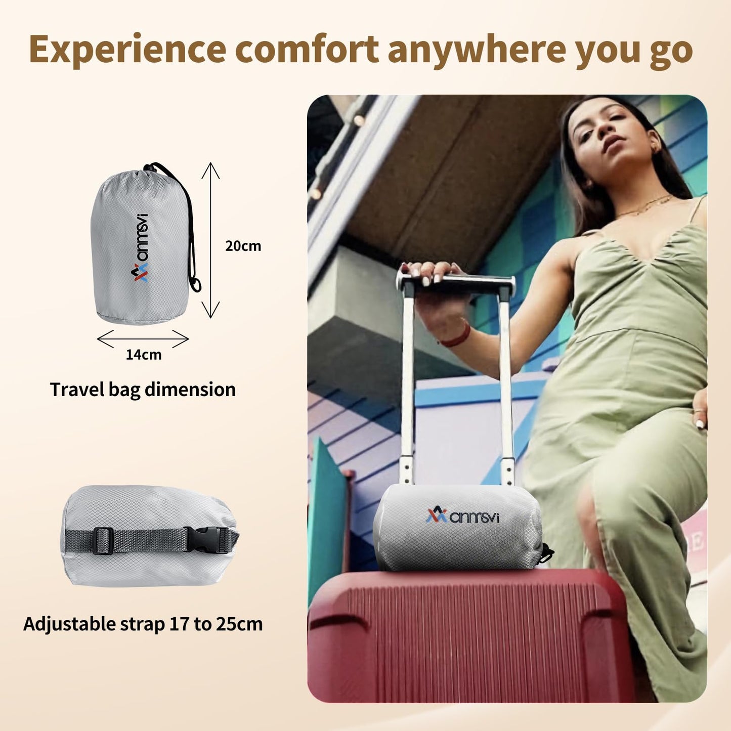 ANMSVI Inflatable Seat Cushion with Built-in Pump for Airplane Travel, Car & Office Chair - Portable Air Pad for Sciatica, Coccyx & Tailbone Pain Relief - 3D Air Cell Support for Long Sitting, 0.8lbs