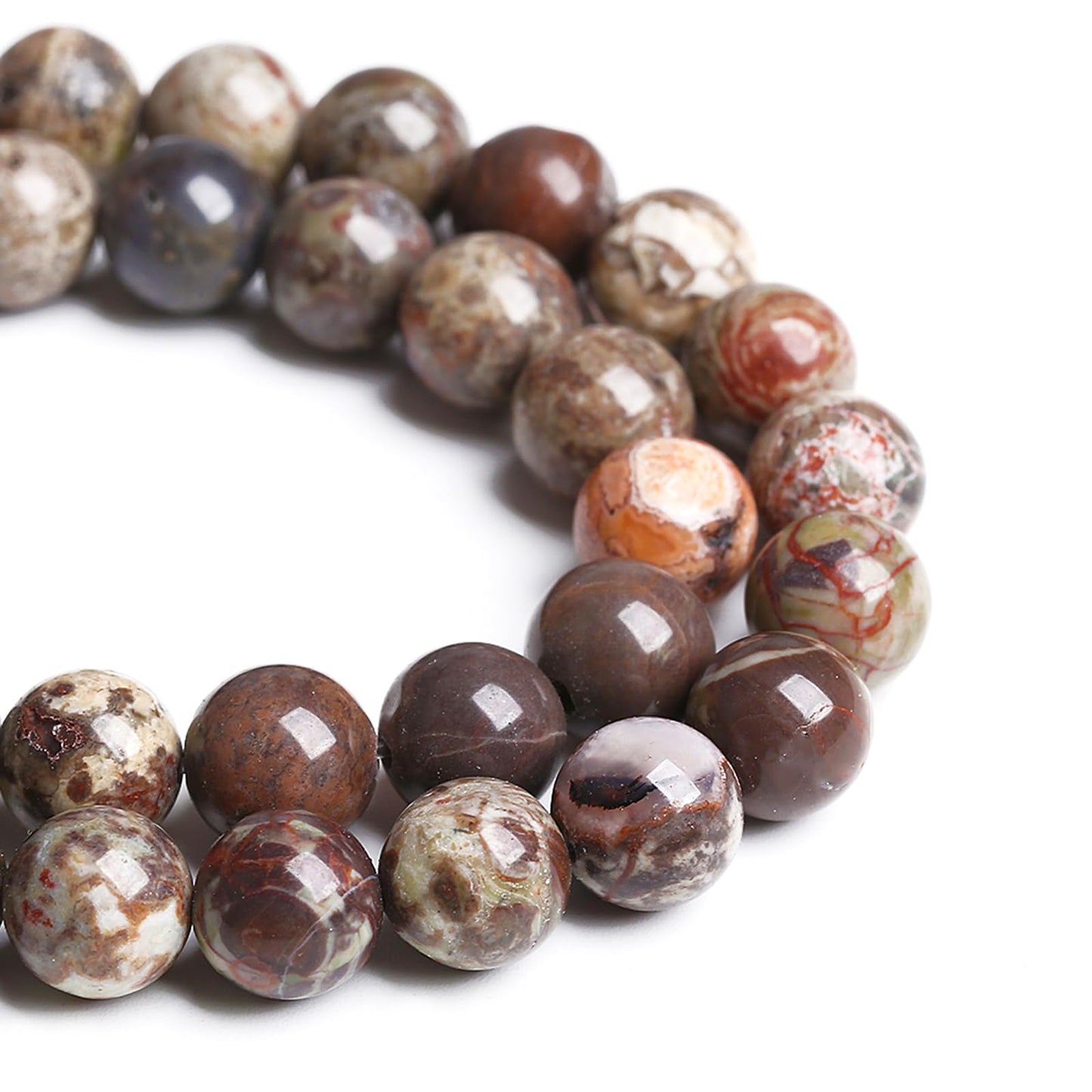 8MM 46PCS Natural Stone Flower Agate Spacer Loose Beads for Jewelry Making DIY Bracelet