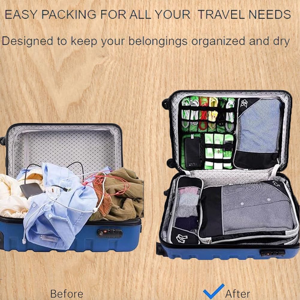 5 Pack Packing Cubes for Travel Ultralight Expandable Suitcase Organizer Bags with Double Zipper for Carry-on Luggage, Cruise, Vacation