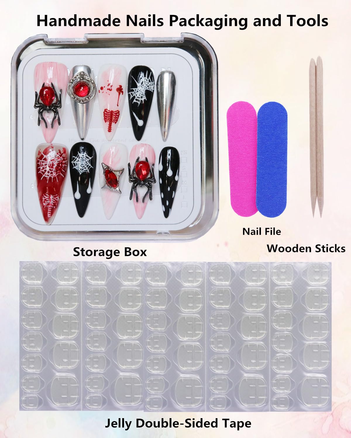 CAMILCY Handmade Nails Press on Almond Nail Pointed Green Gold Crystal Glitter Design Hand painted Reusable Gel UV Finished Pre shaped False Nails for Women 10pcs 3D Handmade Nails (A040, M)