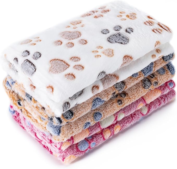 1 Pack 3 Blankets for Dog Puppy Cat (Large 41x31'', Pink, Yellow, Blue)