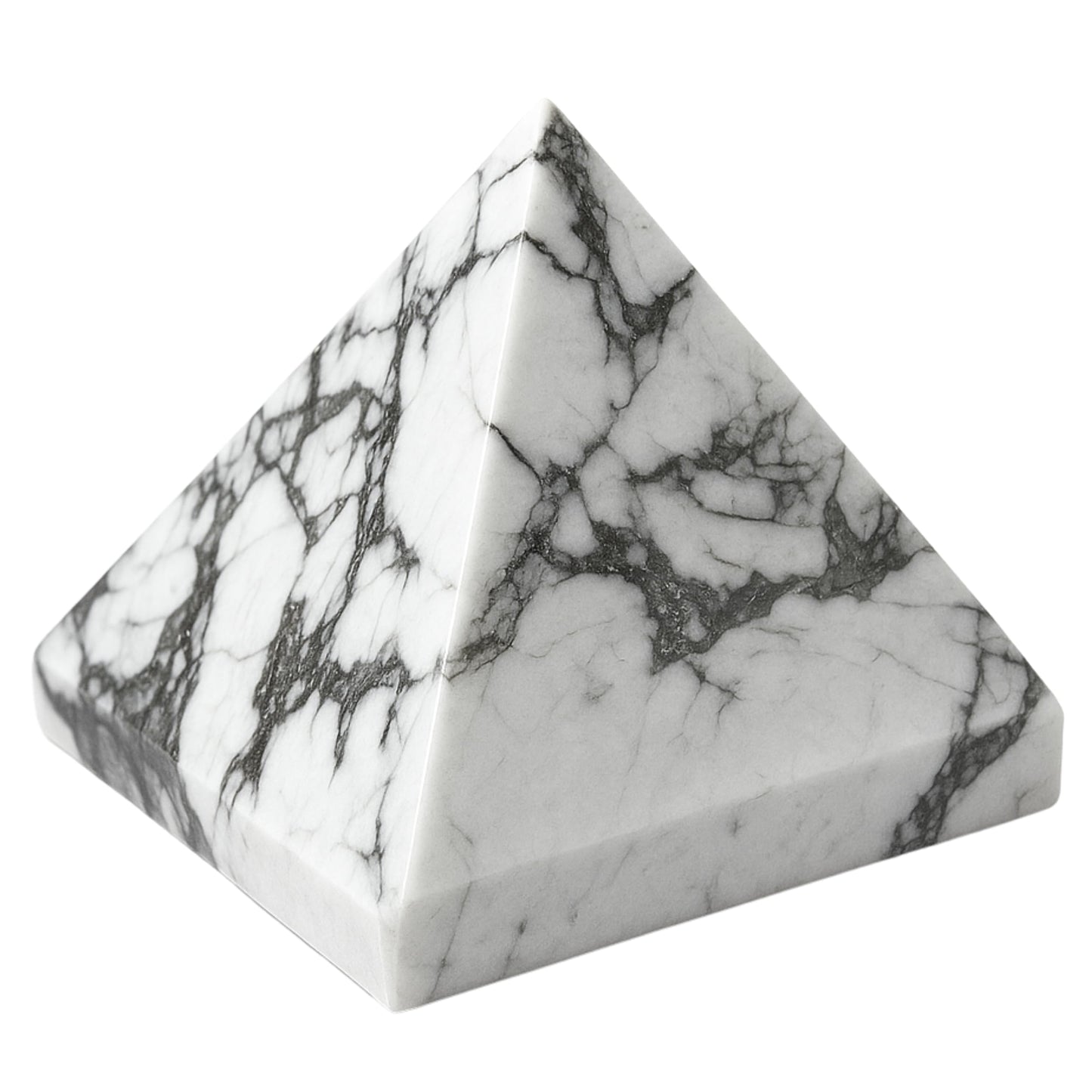 Amazing Gemstone Howlite Pyramid Crystal Healing Stones - 1.5" Great Pyramid Figurine of Natural Stone Pyramid for Meditation, Reiki, Chakra Balancing and Crystal Pyramids Grid