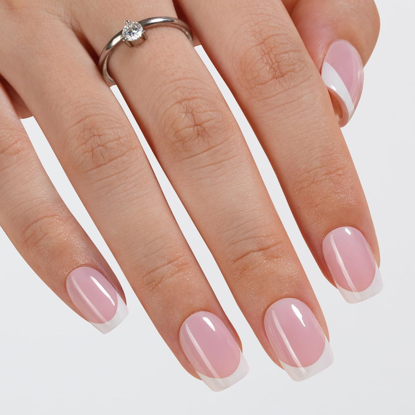 Vansiho French Gel Nail Tips 600Pcs, Short Soft Gel Nail Tips, Pink French Tips Press on Nails, Fake Nails with Box for Nail Art DIY 15 Sizes
