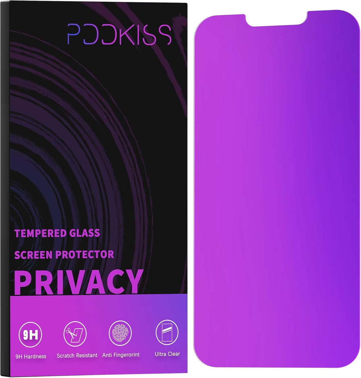 Compatible for iPhone 12/iPhone 12 Pro Privacy Screen Protector 6.1 Inch, Purple Gradient Colorful Anti Spy Anti Blue Light HD Screen Protector Tempered Glass Easy Installation