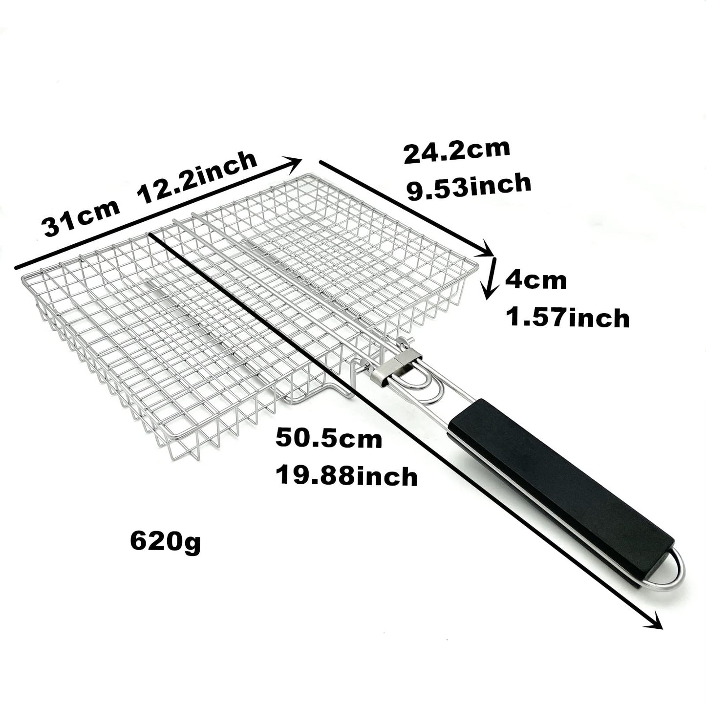 HTIAM Large Capacity Barbeque Grill Basket With Brush BBQ Tong Deeper Grilling Rack Havy Duty Stainless Steel BBQ Accessories Set
