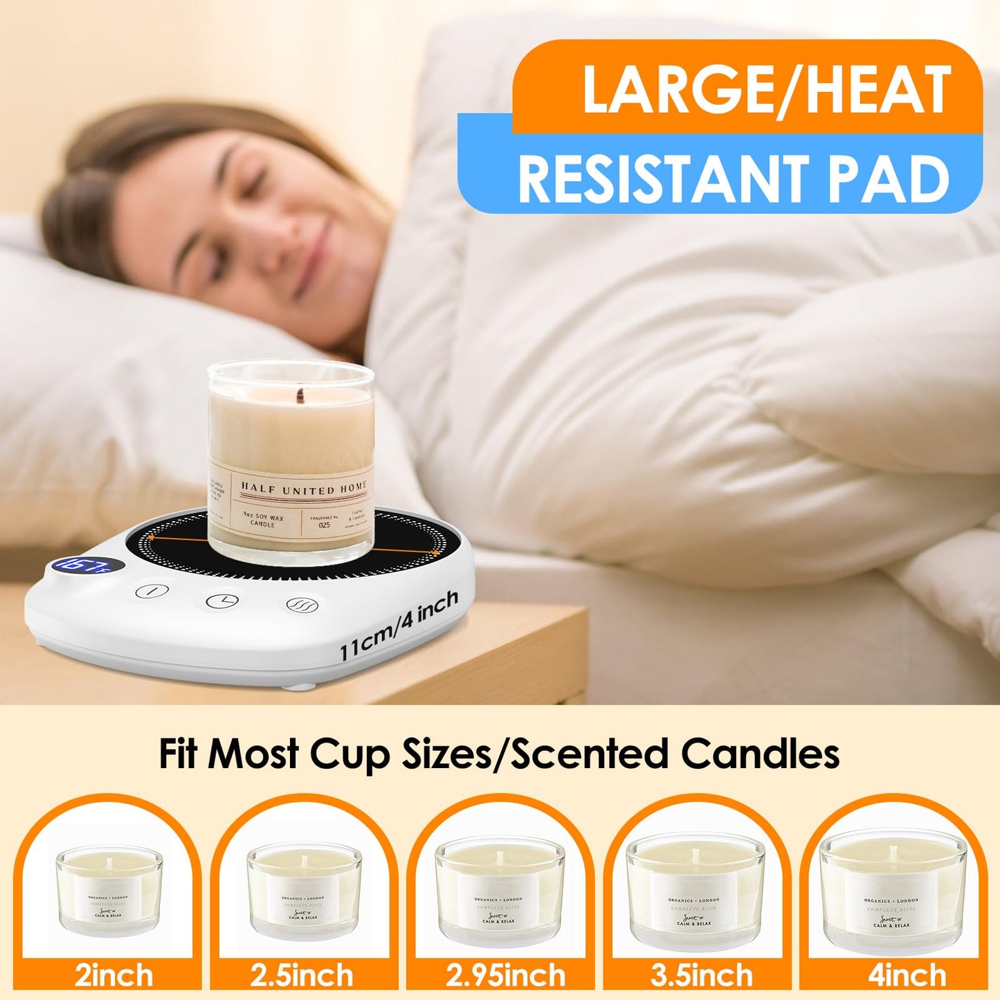 KitchekShop Coffee Mug Warmer - Fastest Heating & Highest Temperature, Coffee Cup Warmer for Desk Auto Shut Off, 4 Temp Settings & 1-12H Timer, Smart Electric Beverage Warmer for Coffee, Tea (White)