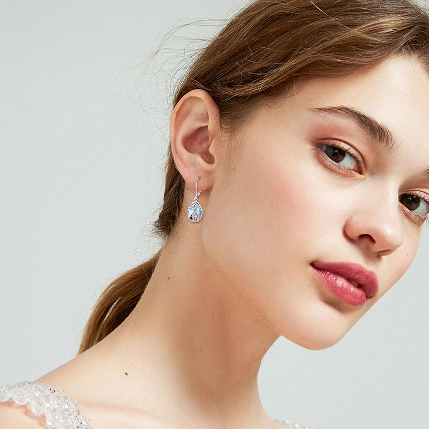 YFN Cat Moonstone Earrings Jewelry 925 Sterling Silver Teardrop Dangle Hypoallergenic Leverback Earring for Women
