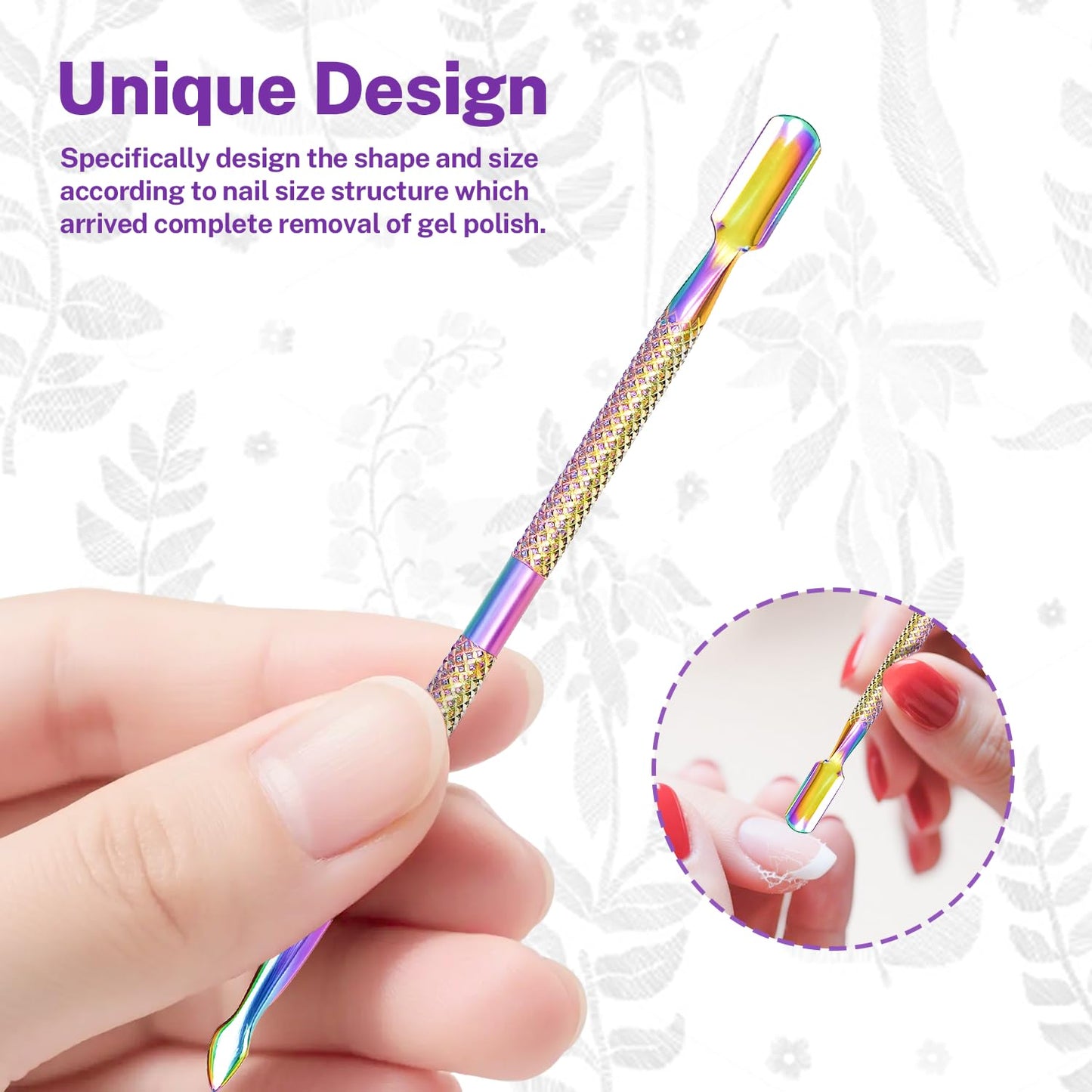 10Pcs Cuticle Pusher Remover and Cutter, Creatiee Double Ended Stainless Steel Cuticle Cleaner Nail Gel Polish Removal, Manicure Pedicure Nail Tools for Fingernails Toenails (Colorful)
