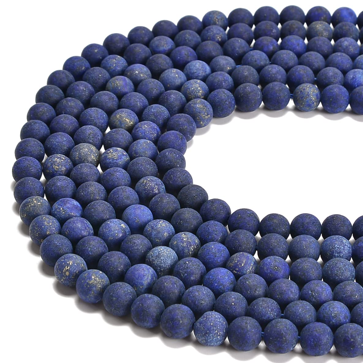 jodaying 10mm Lapis Lazuli Matte Round Natural Gematone Loose Beads for Jewelry Making DIY 1 Strand 15"