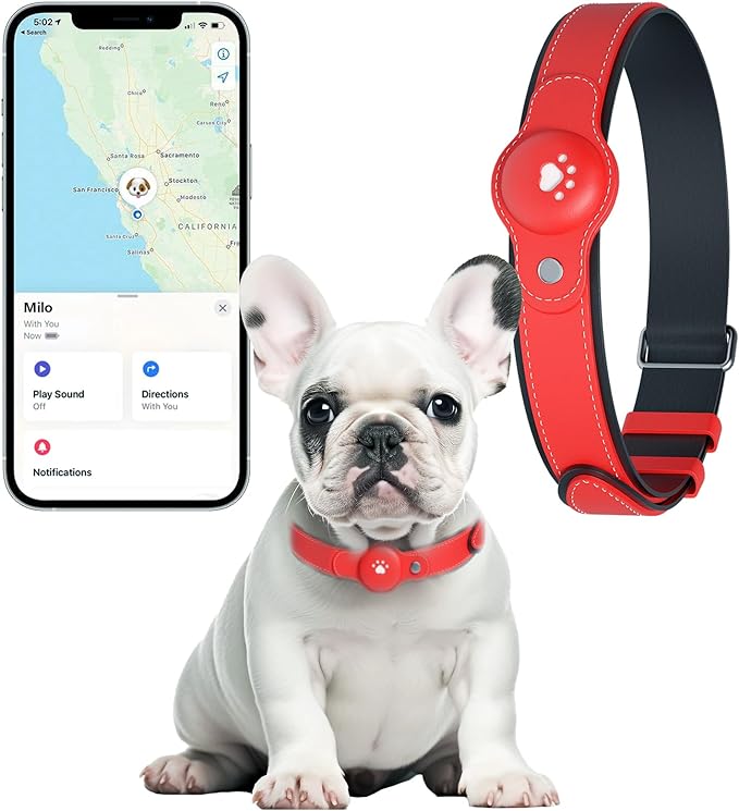 2-in-1 GPS Tracker for Dogs: Smart Pet Collar with Real-Time Tracking,No Monthly Fee/Subscription (iOS Only) Waterproof, Anti-Lost,365-Day Long Battery Life GPS Tracker Dog Collar(Tracker Included)