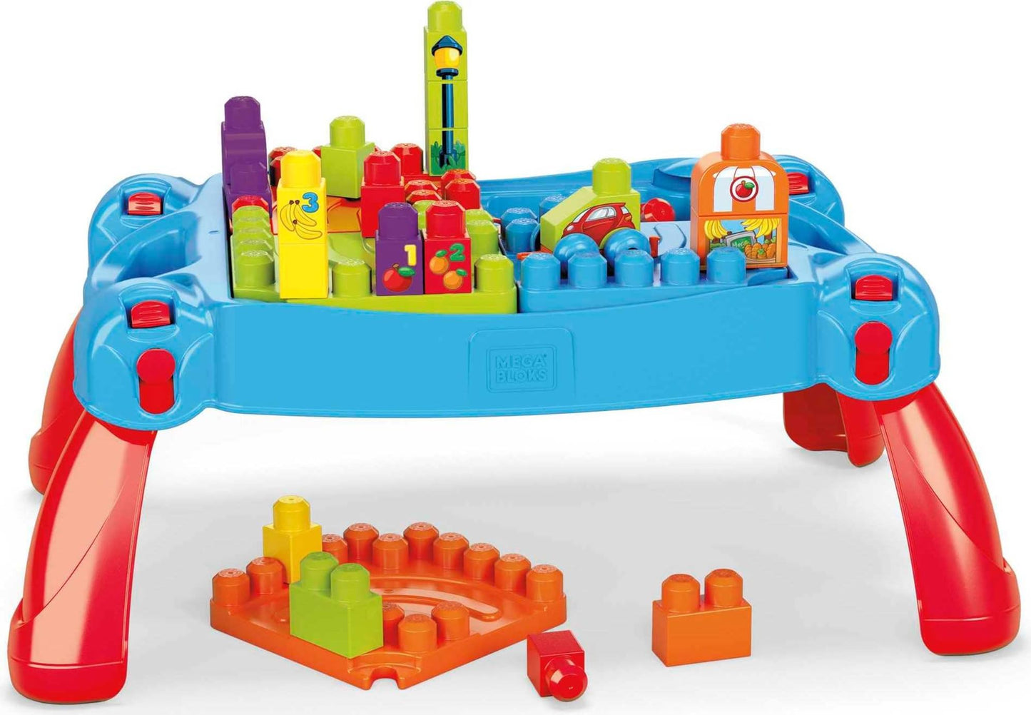 Mega Bloks First Builders Build 'n Learn Table with Big Building Blocks, Building Toys for Toddlers (30 Pieces)