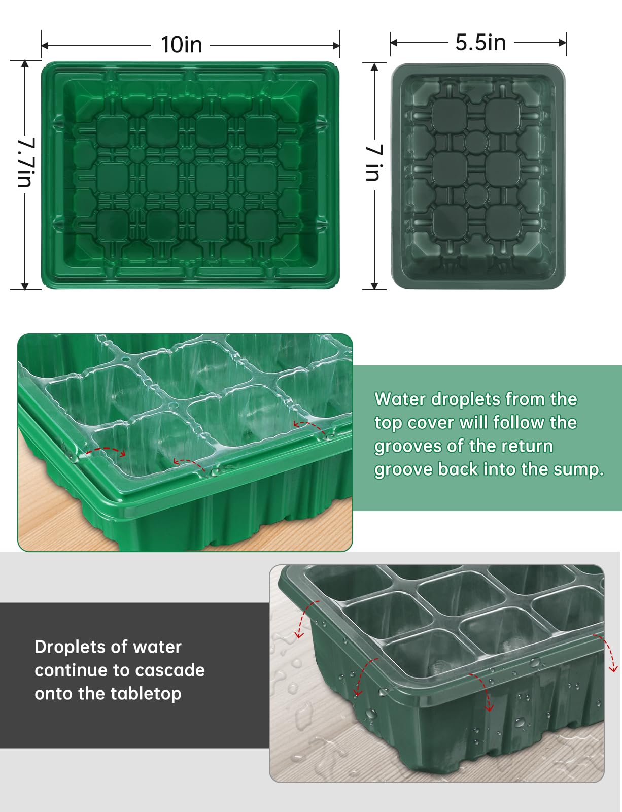 RODINTO Seed Starter Tray Medium Size 4 Packs, Seed Starter Kit with Upgraded 24 Full Spectrum LEDs, Adjustable Brightness and Timer, with Drainage Holes, Tools and Labels for Indoor Plant Growing