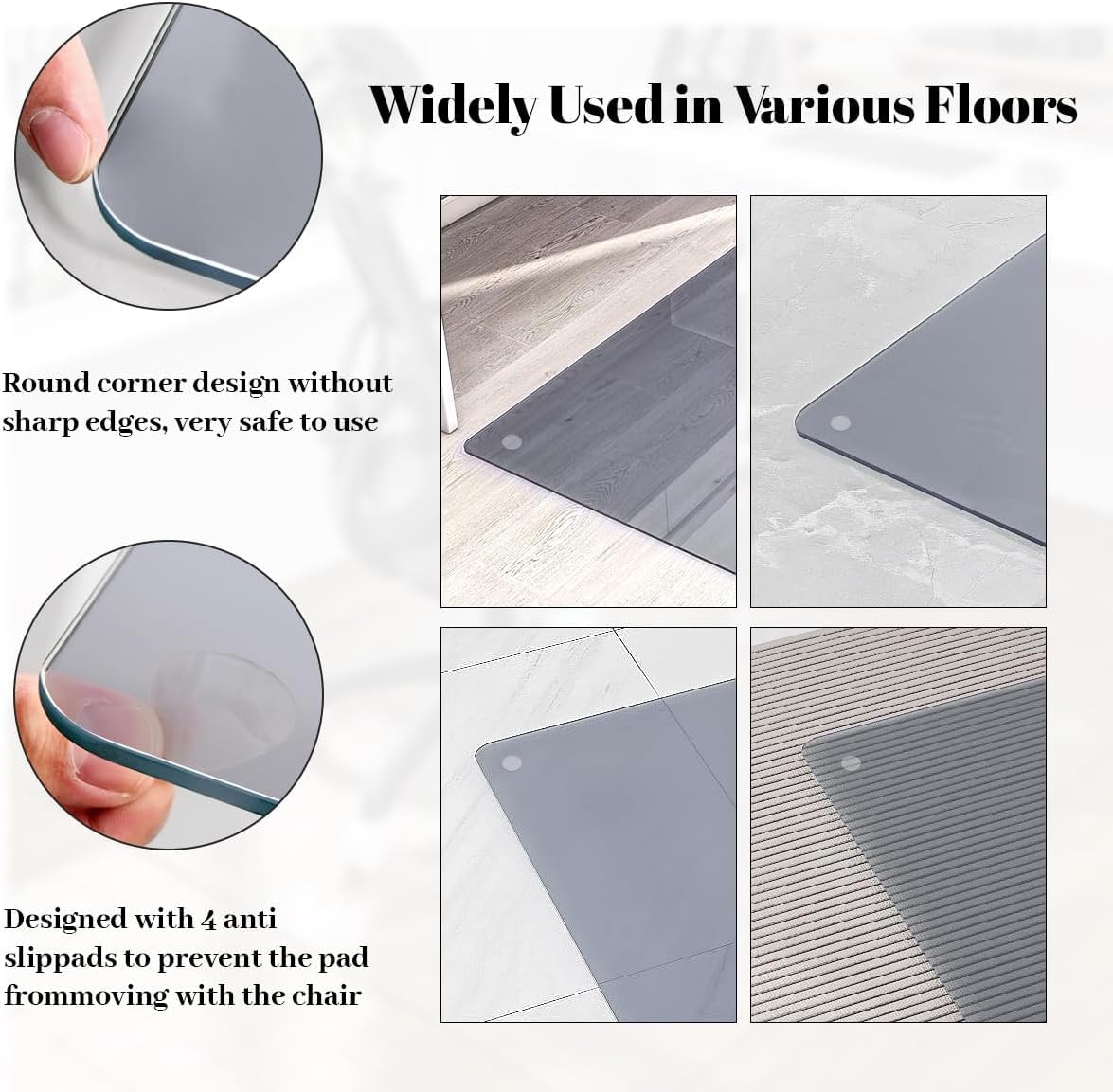 Tempered Glass] 60" x 80" Glass Office Chair Mat for Carpet