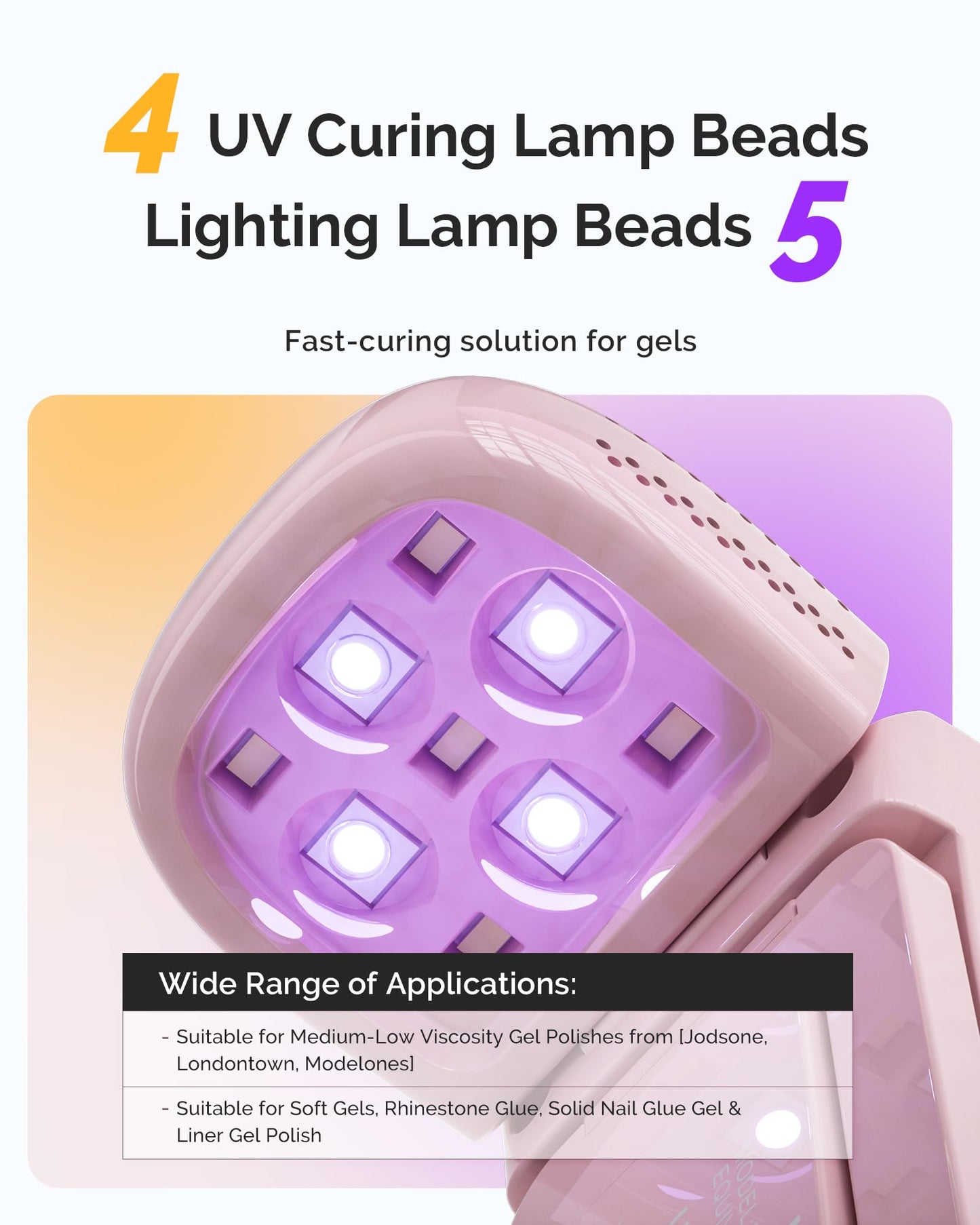 MelodySusie Cordless UV Nail Lamp with Fold-Out Stand,P-Art09F Foldable UV Light with 2-in-1 Lighting & Curing Function, Rechargeable, Flash Cures All Soft Gels Especially Half-Cured, Base & Top Coat