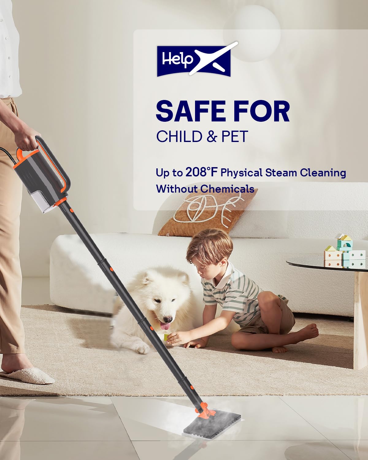 Steam Mop Cleaner with Detachable Handheld Steamer