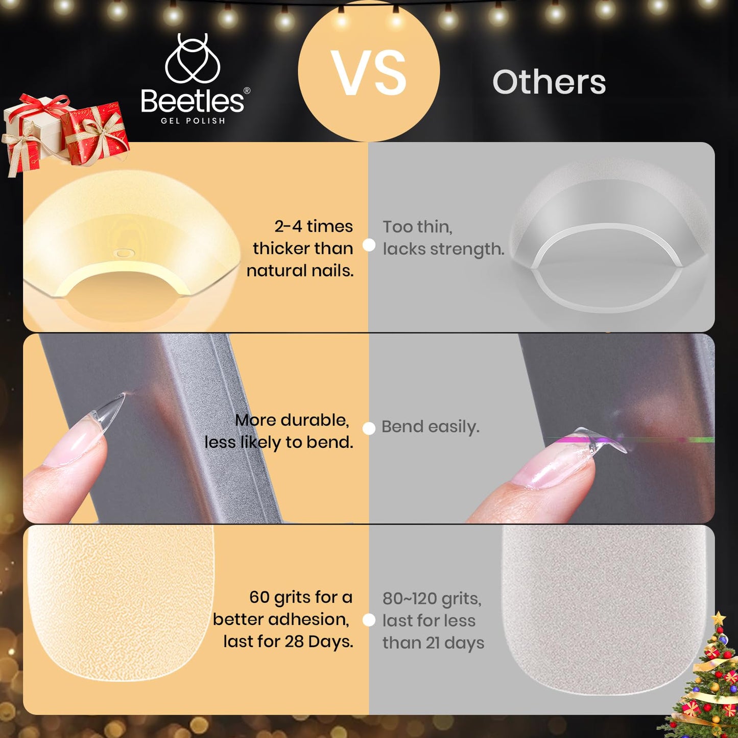 Beetles Gel Nail Tips Medium Almond Etch X, 12 Sizes 288 PCS Half Matte Full Cover Press on False Nail Tips Clear Acrylic Nails Extension Glue on Nails DIY Gift for Women