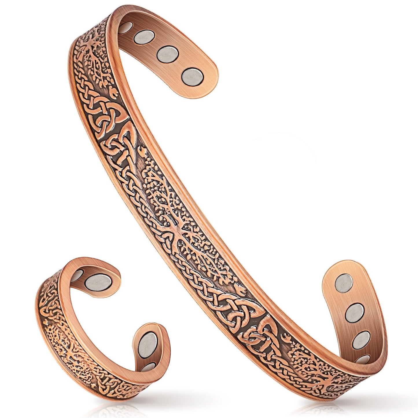 Mahnco Copper Bracelets for Women & Lymphatic Drainage Ring, Magnetic Lymph Detox Ring and Magnetic Copper Bracelet, 100% Solid Pure Copper Jewelry Gift