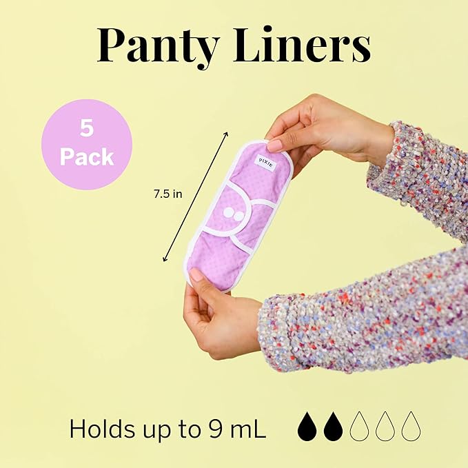 Pixie Cotton Cloth Pads - 100% Organic Reusable Cotton -Ranked 1 for Softest Menstrual Sanitary Napkins - Machine Washable & Includes Free Wet Bag - Menstrual Liner (Mini)