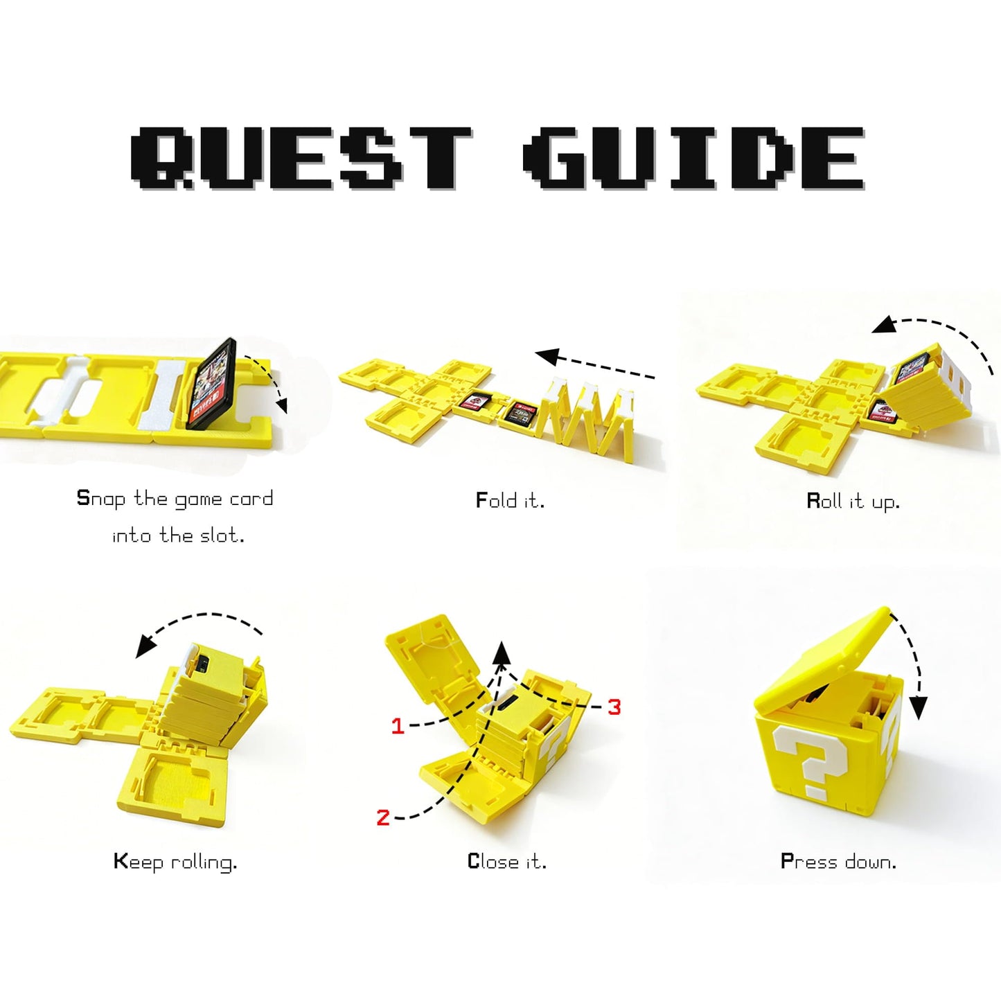 Game Card Holder for Nintendo Switch – 13-Slot Cartridge Case, 3D Printed Retro Question Mark Style, Fits All 1st & 2nd Gen Game Cards, Yellow Organizer Box for Switch, Cool Gamer Gift & Desk Decor