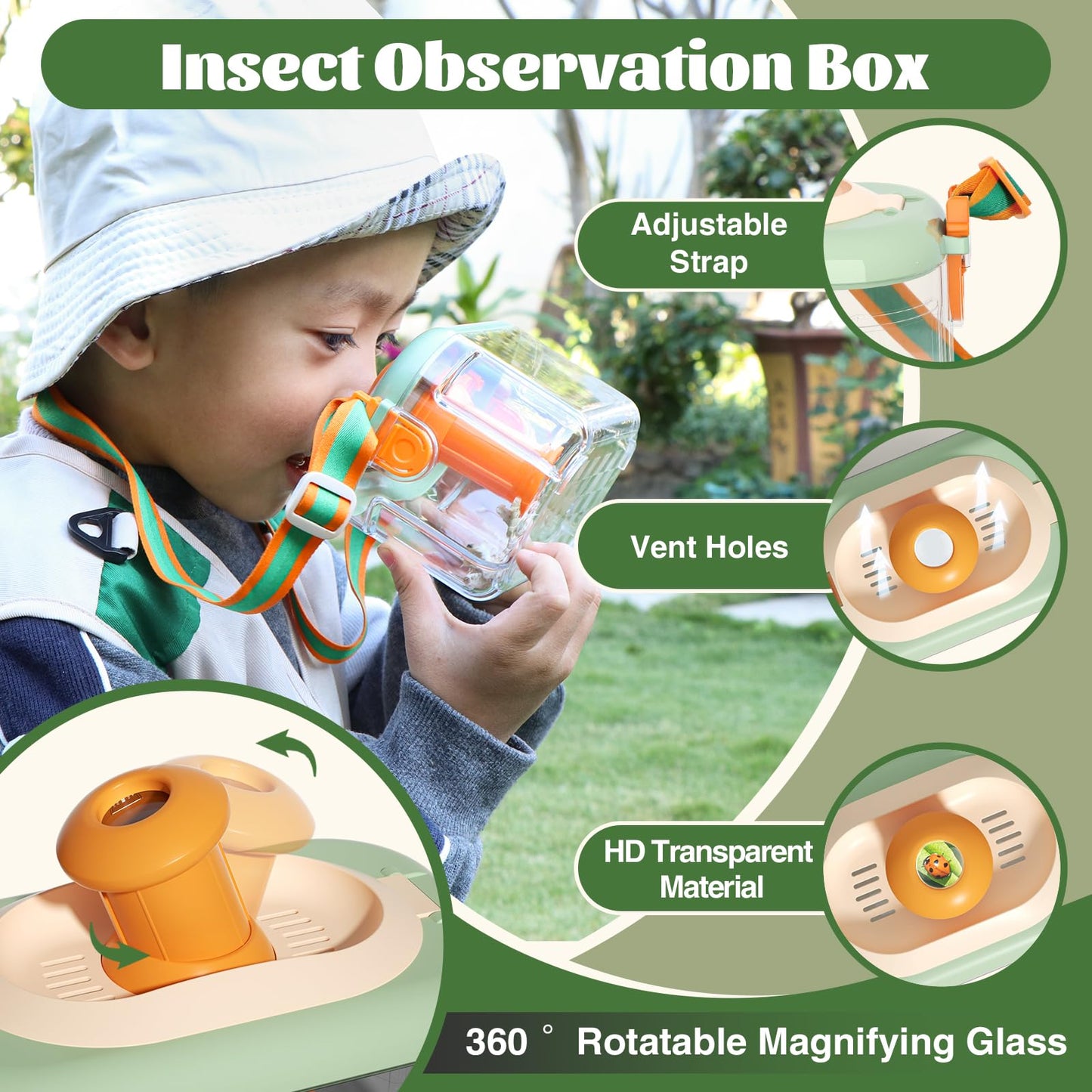 Kids Adventurer's Nature Explorer Set,Featuring Butterfly Net, Bug Catcher, Binoculars, Explorer Vest & Hat, Magnifying Glass and LED Flashlight. Perfect Educational Outdoor Gift for Ages 3+
