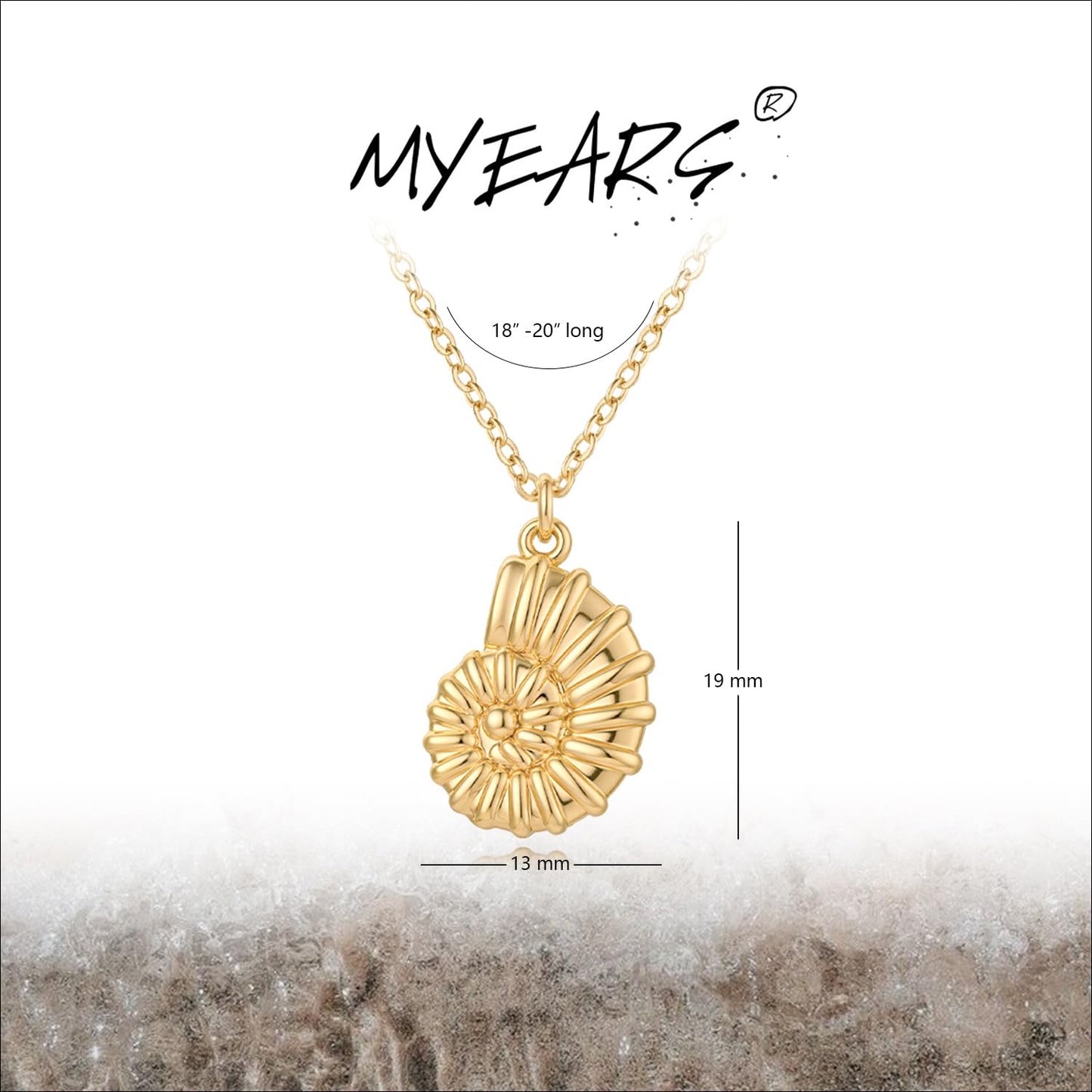 MYEARS Women Gold Necklace Conch Shell Pendant 14K Simple Dainty Chain Everyday Summer Beach Jewelry