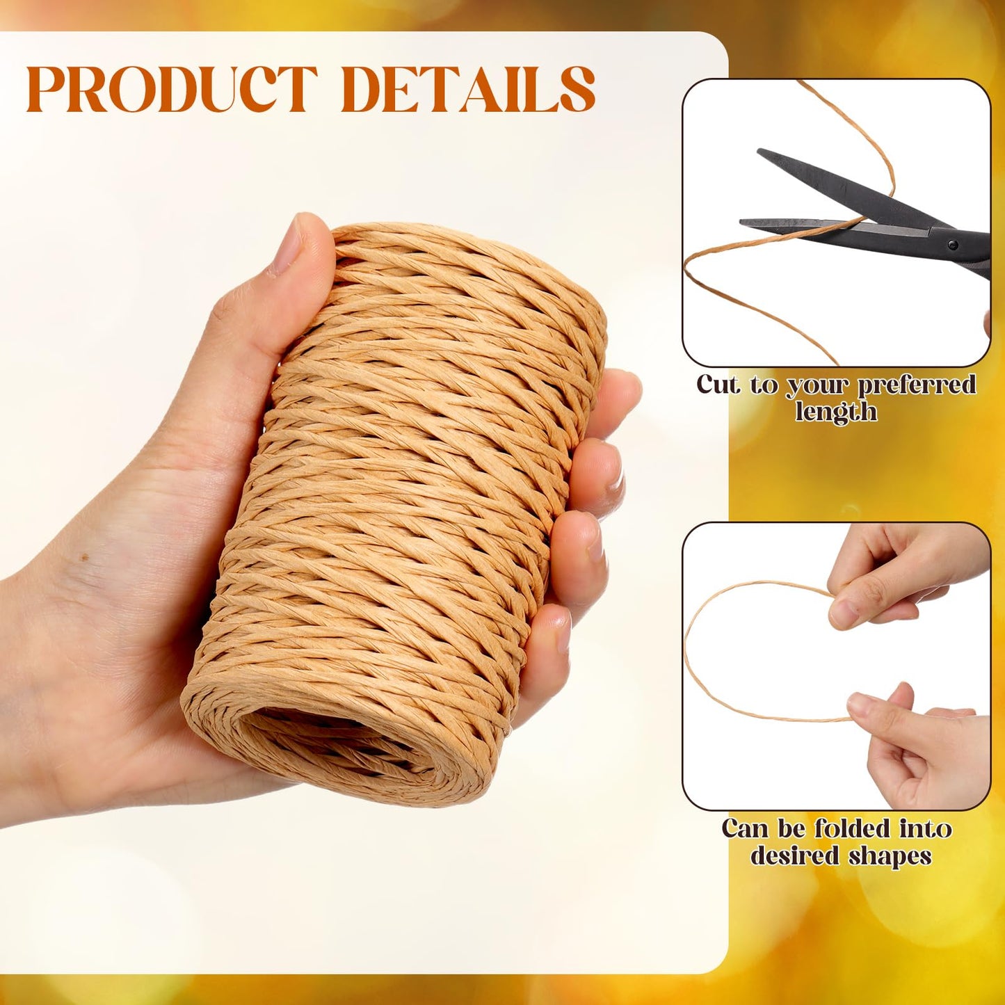 Threlaco 3 Roll 164 Feet Floral Wire Rustic Vine Bind Wire for Wreath Making, Flower Bouquets, Gift Wrapping, DIY Craft, Wedding Decor(Light Brown)