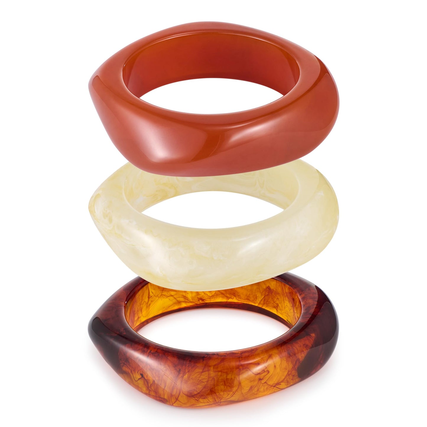 ENSKEFEN 3Pcs Colorful Acrylic Bracelets Set for Women Chunky Resin Bangles Trendy Irregular Stackable Acrylic Resin Bangle Bracelet