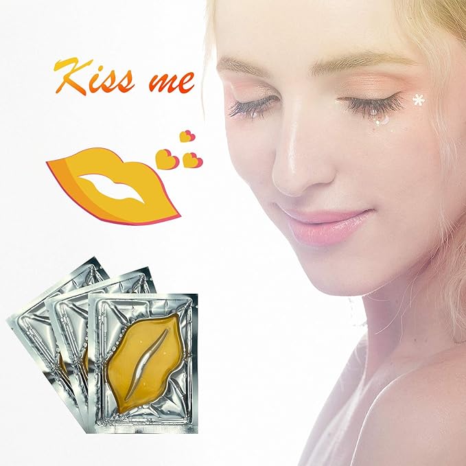 30PCS Collagen Lip Masks,Crystal Moisturizing Lip Care Pads Lip Patches for Dry Lips & Anti-Chapped, Smoothing Lip Fine Lines, Plumping Your Lips Attractive, Gold