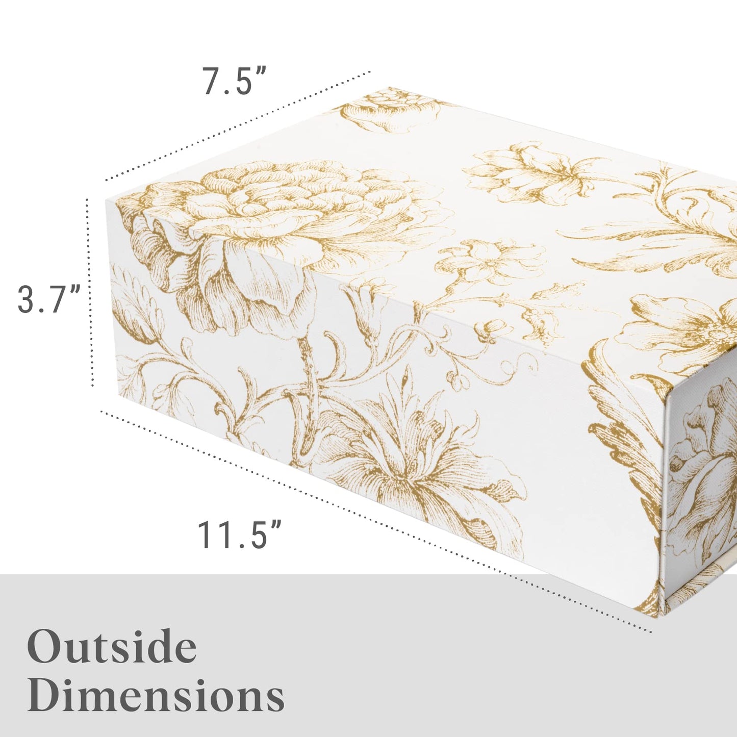 Sorarto Luxury Keepsake Gift Box | Gold Floral Decorative Boxes with Magnetic Lids for Presents, Wedding Memory Box, and Bridal Gifts. 11.5" x 7.5" x 3.5"