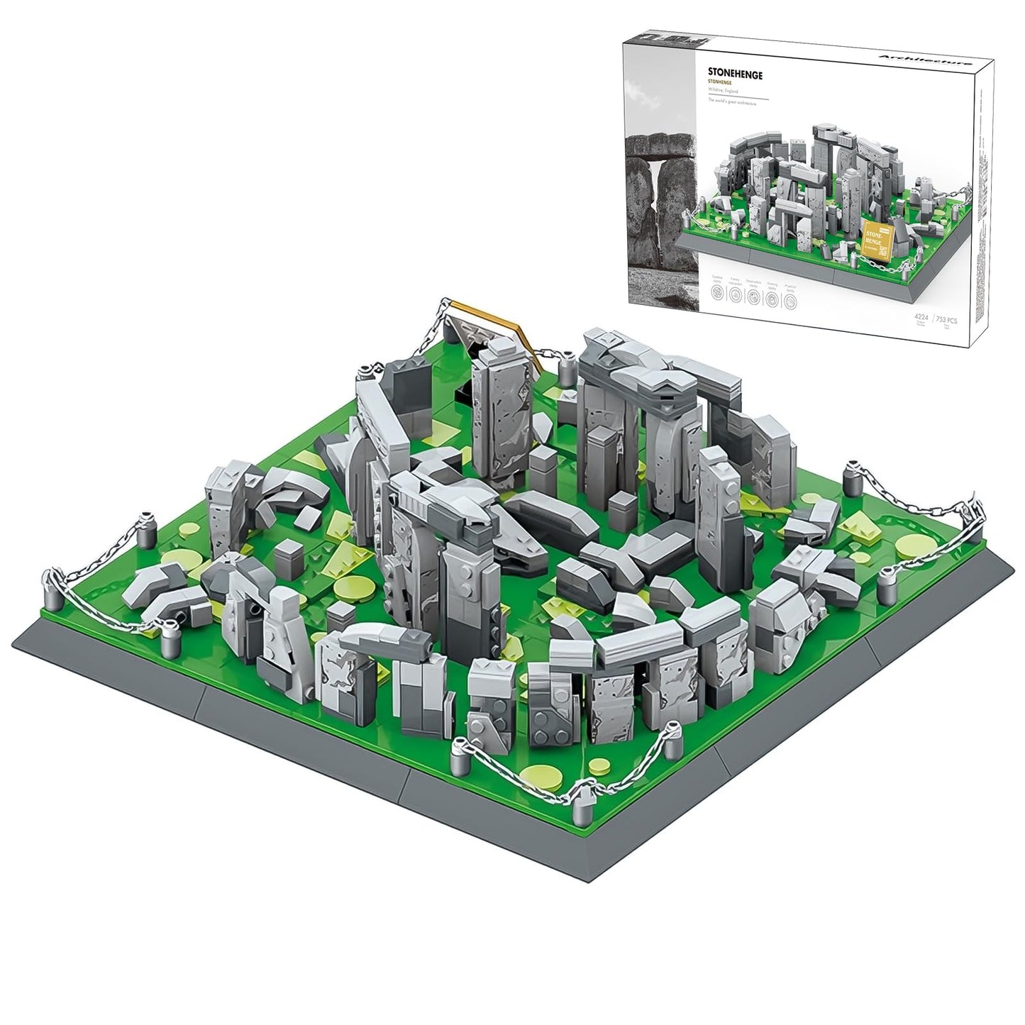 GHQYTPR Stonehenge Building Block Set 753 Pcs World Famous Architecture Model Kit for Adults & Teens Historical England Landmark Construction Project Home Office Desk Decor Display Gift