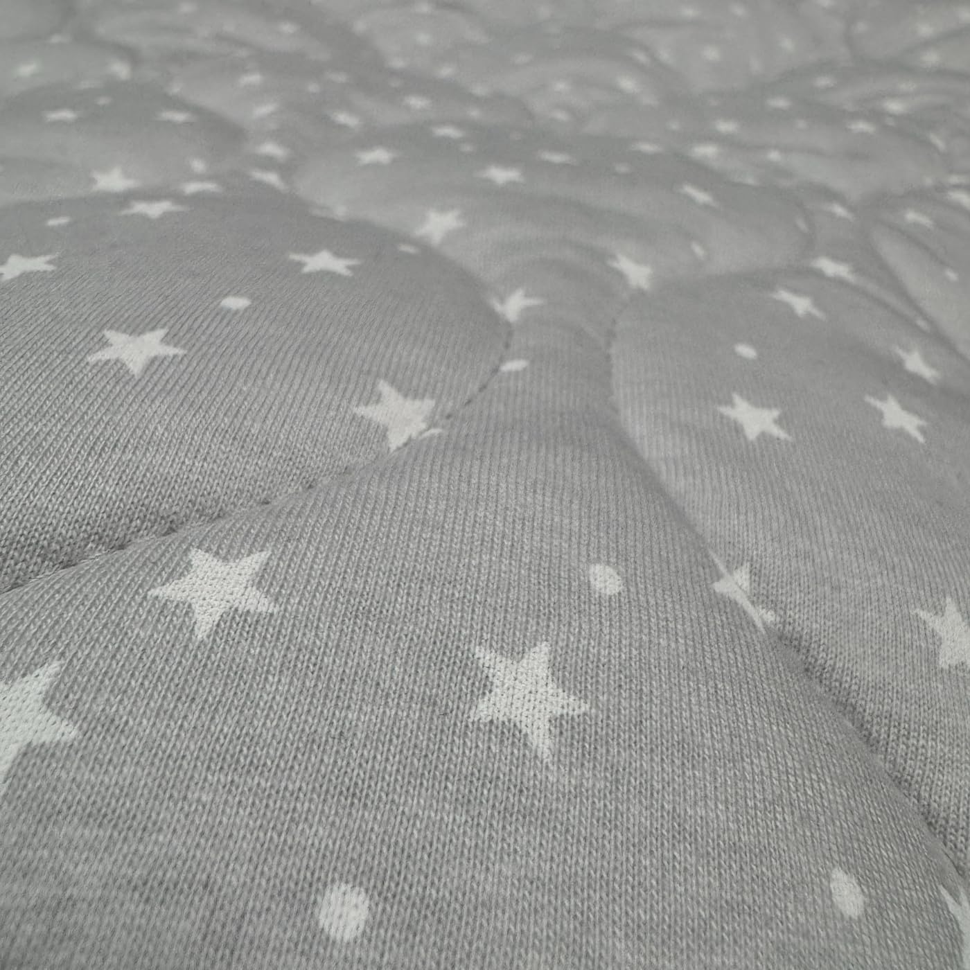 Byrd & Blume Round Baby Play Mat, Reversible Quilted Organic Cotton, Soft Circle Nursery Rug, Non Toxic, Foldable Portable, 40 Inch, Gray Stars/Solid Gray