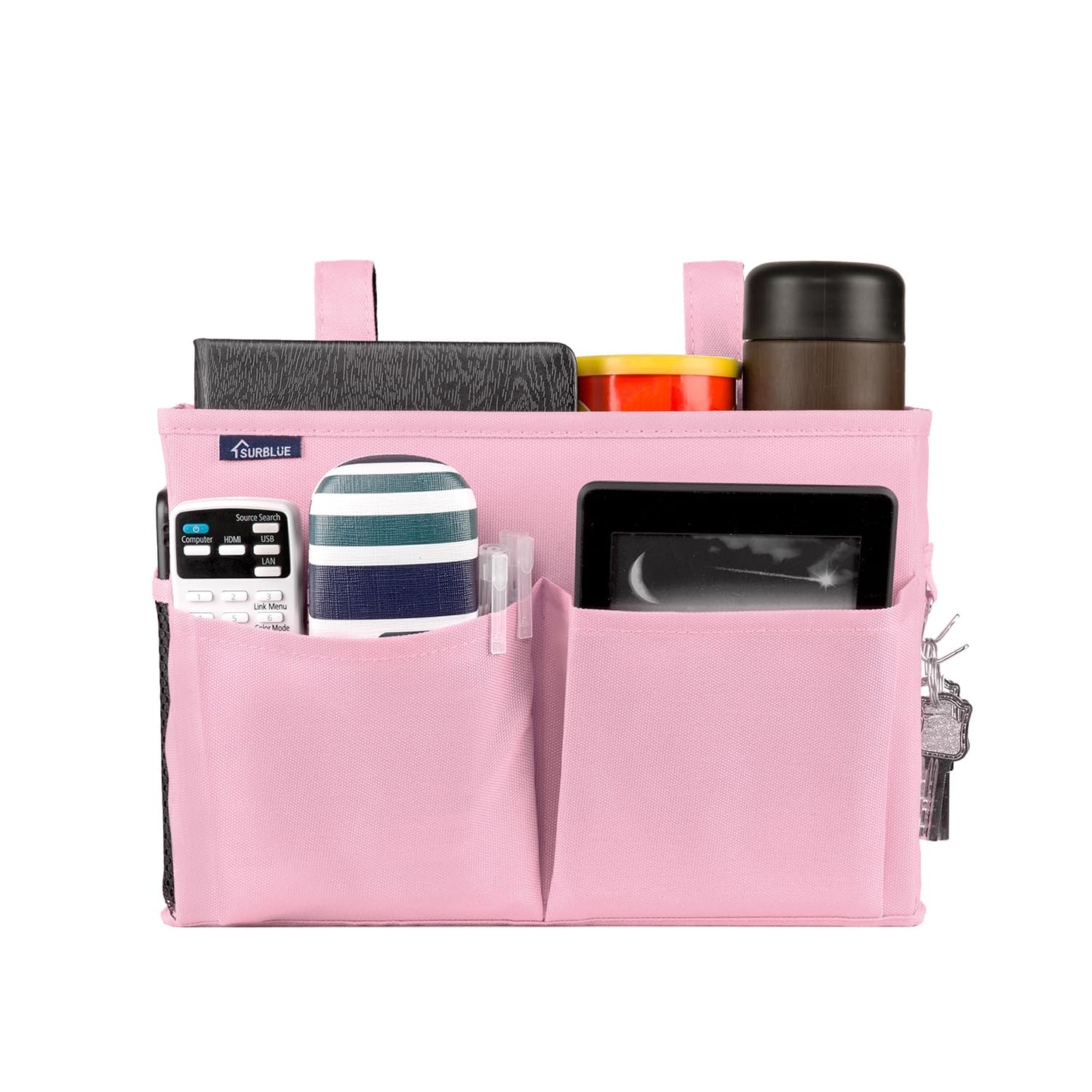 Surblue Caddy Hanging Organizer Bedside Storage Bag for Bunk and Hospital Beds, Pink, Small
