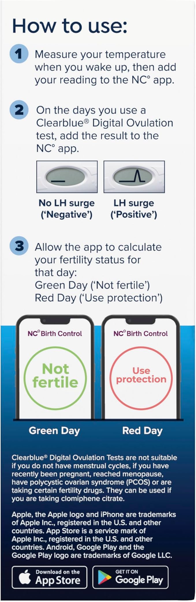 Clearblue & Natural Cycles Hormone-Free Birth Control Kit Starter Pack, 3 Month Subscription to The Natural Cycles app, 15 Digital Ovulation Tests, 1 Digital Basal Thermometer