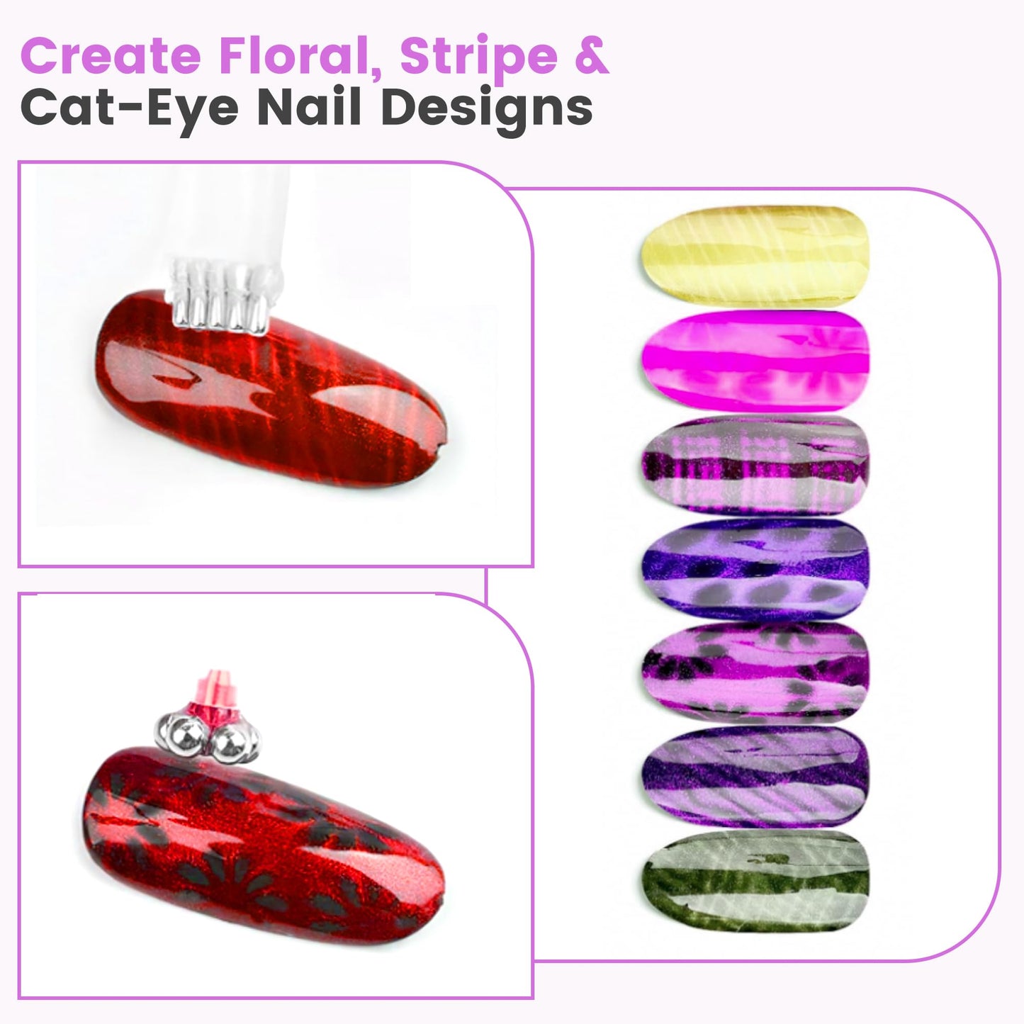 Cat Eye Magnet for Nails,12 PCS Cateye Magnets, Cat Eye Gel Nail Polish Magnet Tools (12 PCS)
