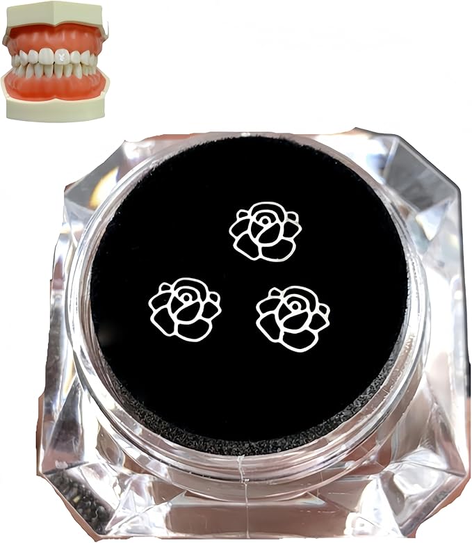 Tooth Gems Silver Alloy Ultra-Thin 3-Pack Reusable Trendy Spider Butterfly Rabbit Multi-Use Women Party Nail Art (Silver,Rose)