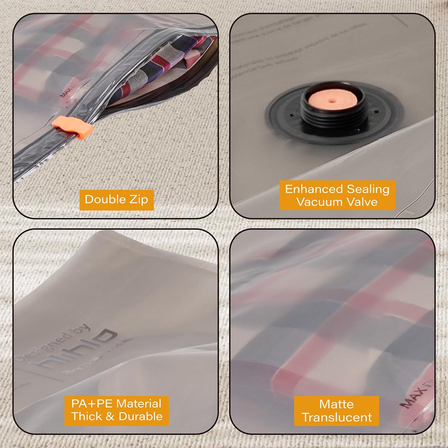 Hlihlo Rechargeable Wireless Pump Travel Vacuum Bags, 12 Pack Portable Storage Bags for Travel and Home, Compression Packing Seal for Clothing, Clothes, Blankets, Luggage, Suitcase
