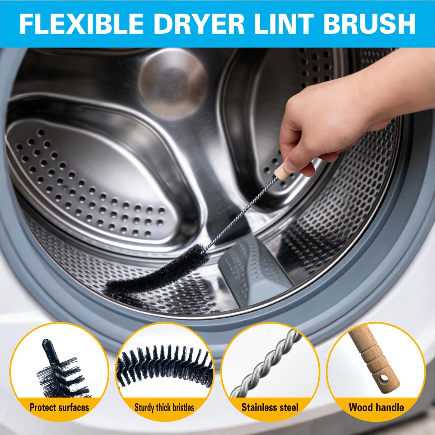 13Pcs Deep Crevice Cleaning Brush Set with Flashlight Gloves & Drain Brush - Dryer Vent Cup Lid Straw Gap Cleaning Tools Professional Cleaning Supplies