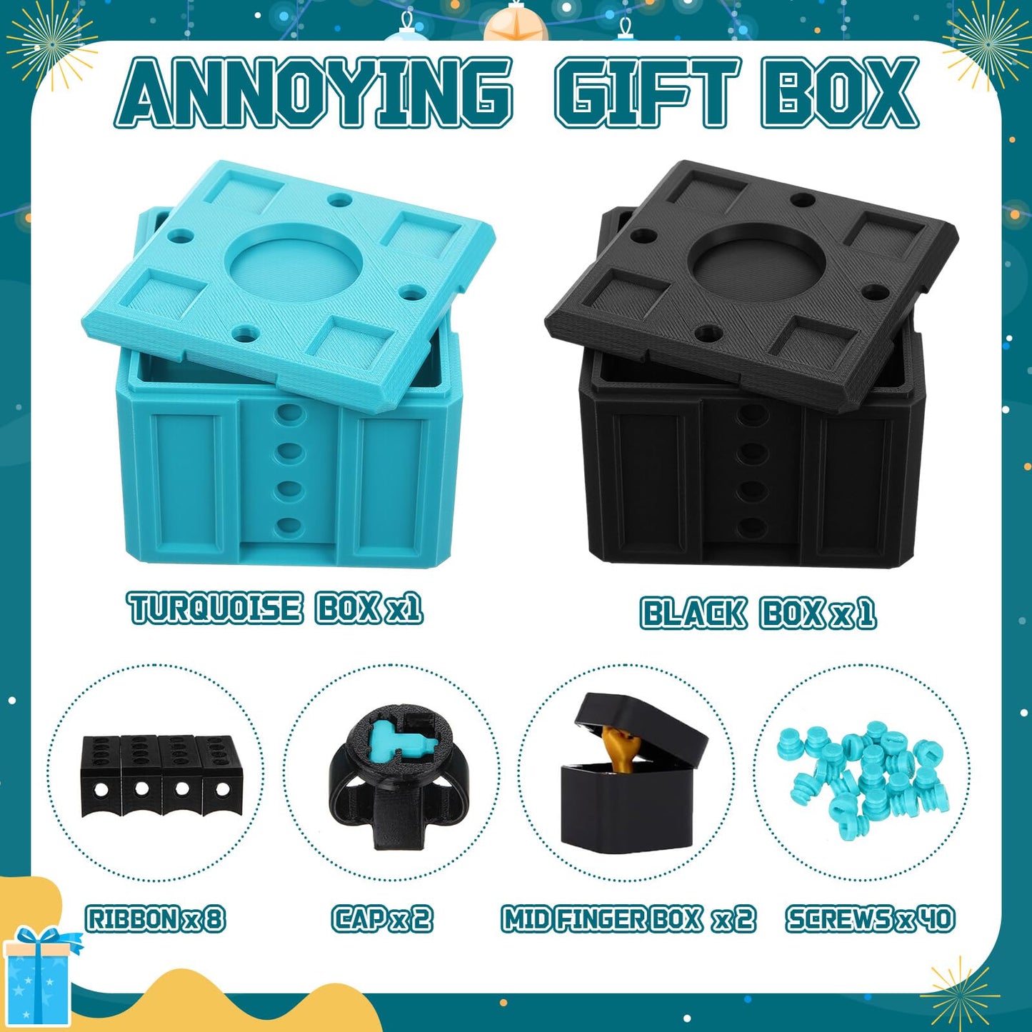 Novabright 2 Pack Annoying Present Box with Finger Annoying Gift Box with Screws Gifts Prank Boxes Novelty Hilarious Money Card Container for Party Birthday Wrapping