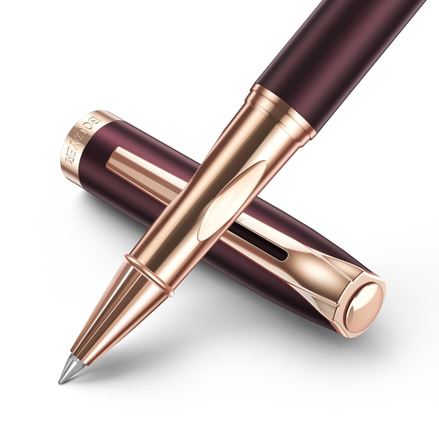 BOCIYER samurai Rollerball Liquid Ink Pen Set,Luxury Executive Writing Pen for the Office,Rollerball Pen Refillable,Schmidt Refill*2 And Gift Box,Roller Ball Pen Gift Set for Men & Women(Dark red)