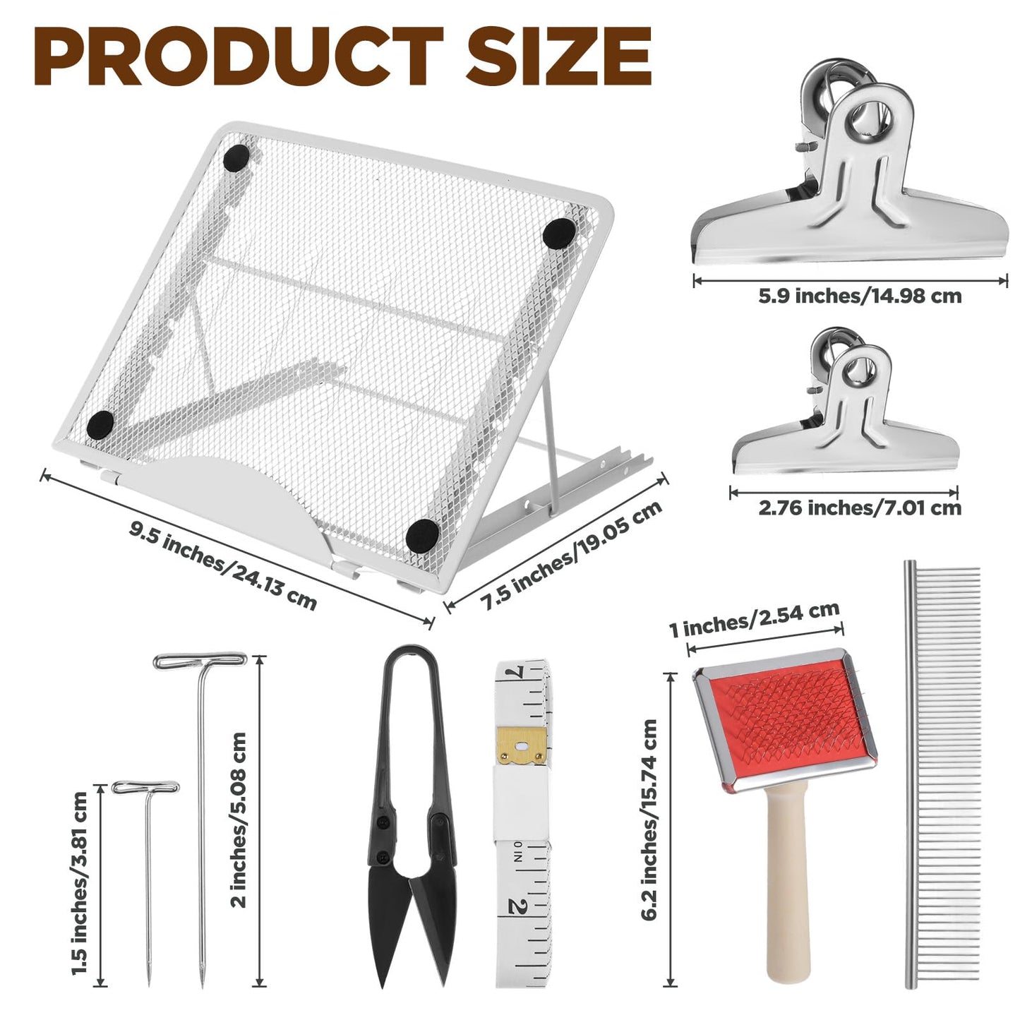 108 Pcs Macrame Supplies Include Macrame Board Metal Adjustable Holder with 100 T Shaped Pins Double Sided Grids Bracelet Making Board with Brush Scissor Ruler for Braiding Bracelet Creating